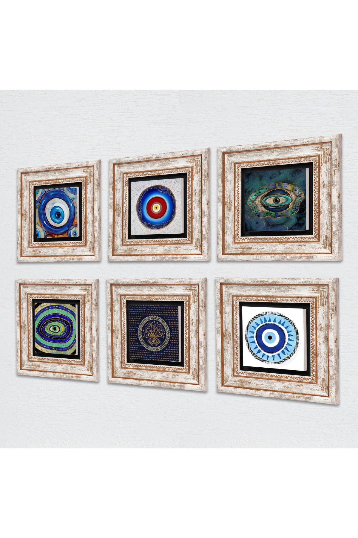 Evil Eye Stone Wall Painting Framed Wall Decor 6 Piece Painting Set Wall Art