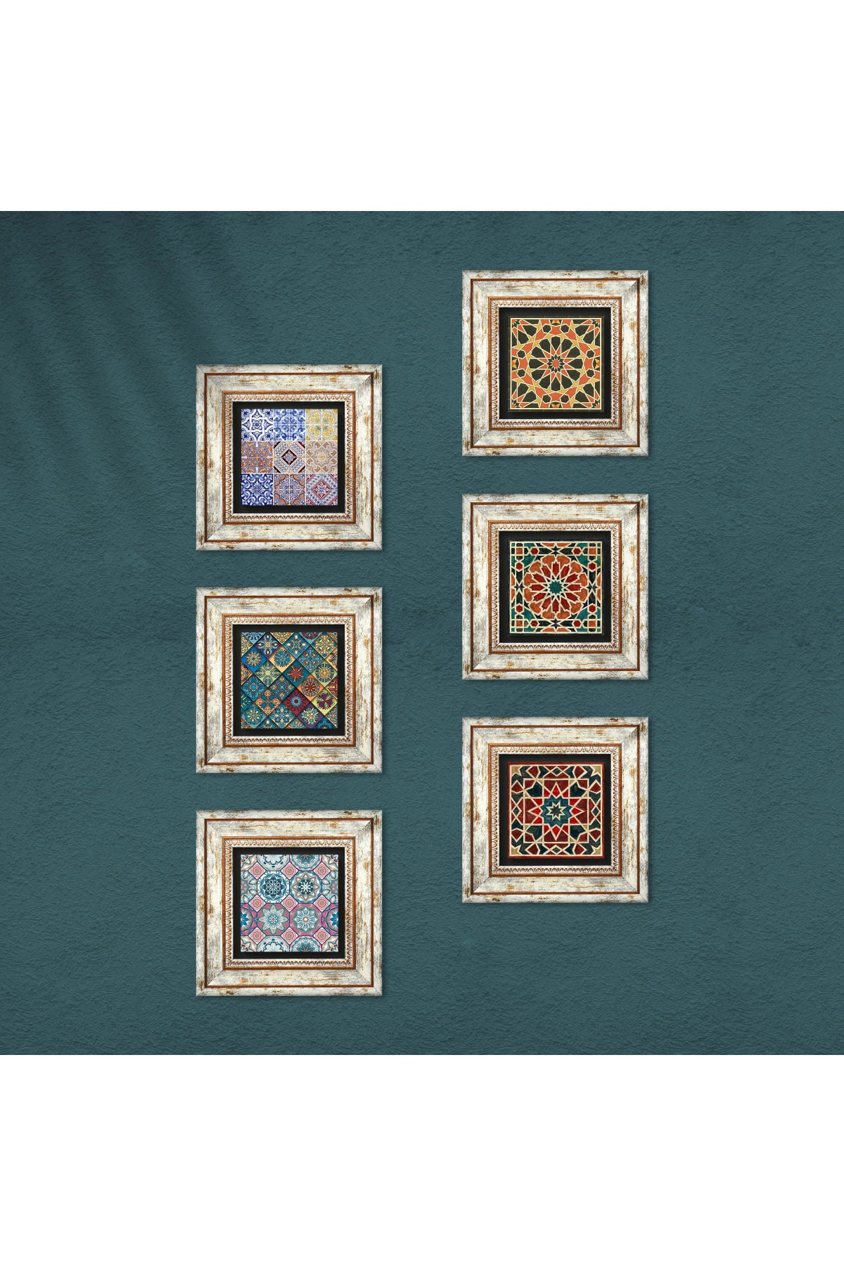 Ethnic Pattern Stone Wall Painting Framed Wall Decor 6 Piece Painting Set Wall Art