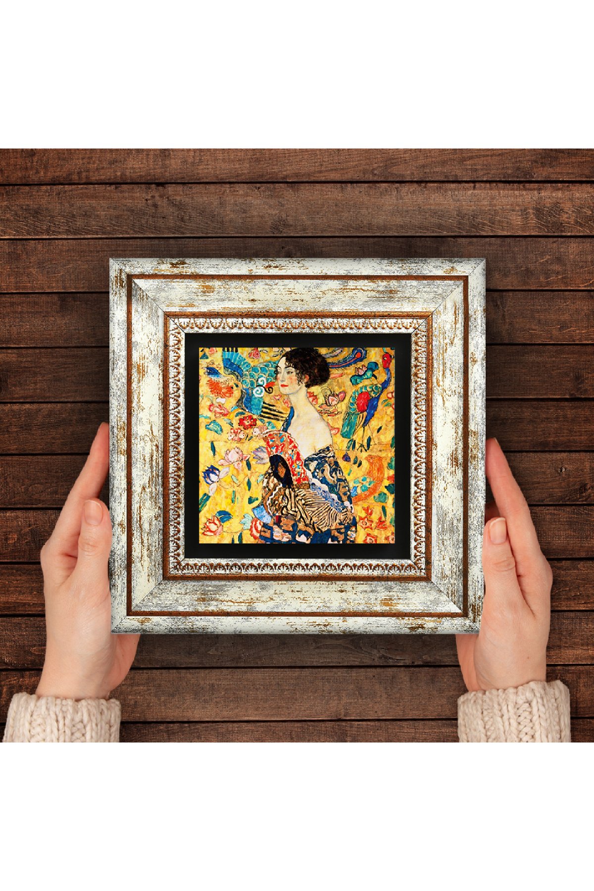 Gustav Klimt Woman with a Fan Stone Wall Painting Framed Wall Decoration Wall Art