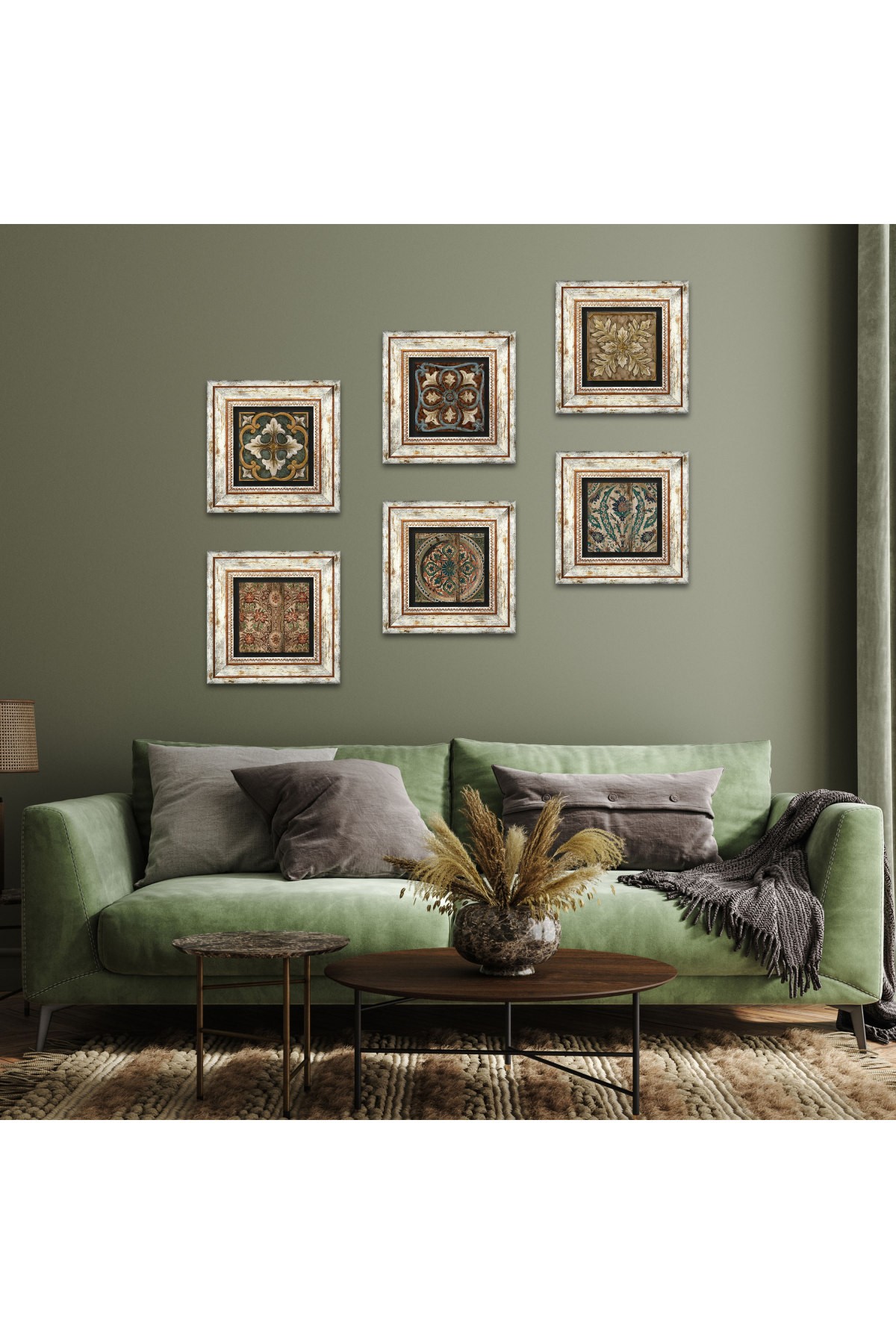 Desen Taş Duvar Tablosu Çerçeveli Duvar Dekoru 6 Parça Tablo Seti Wall Art