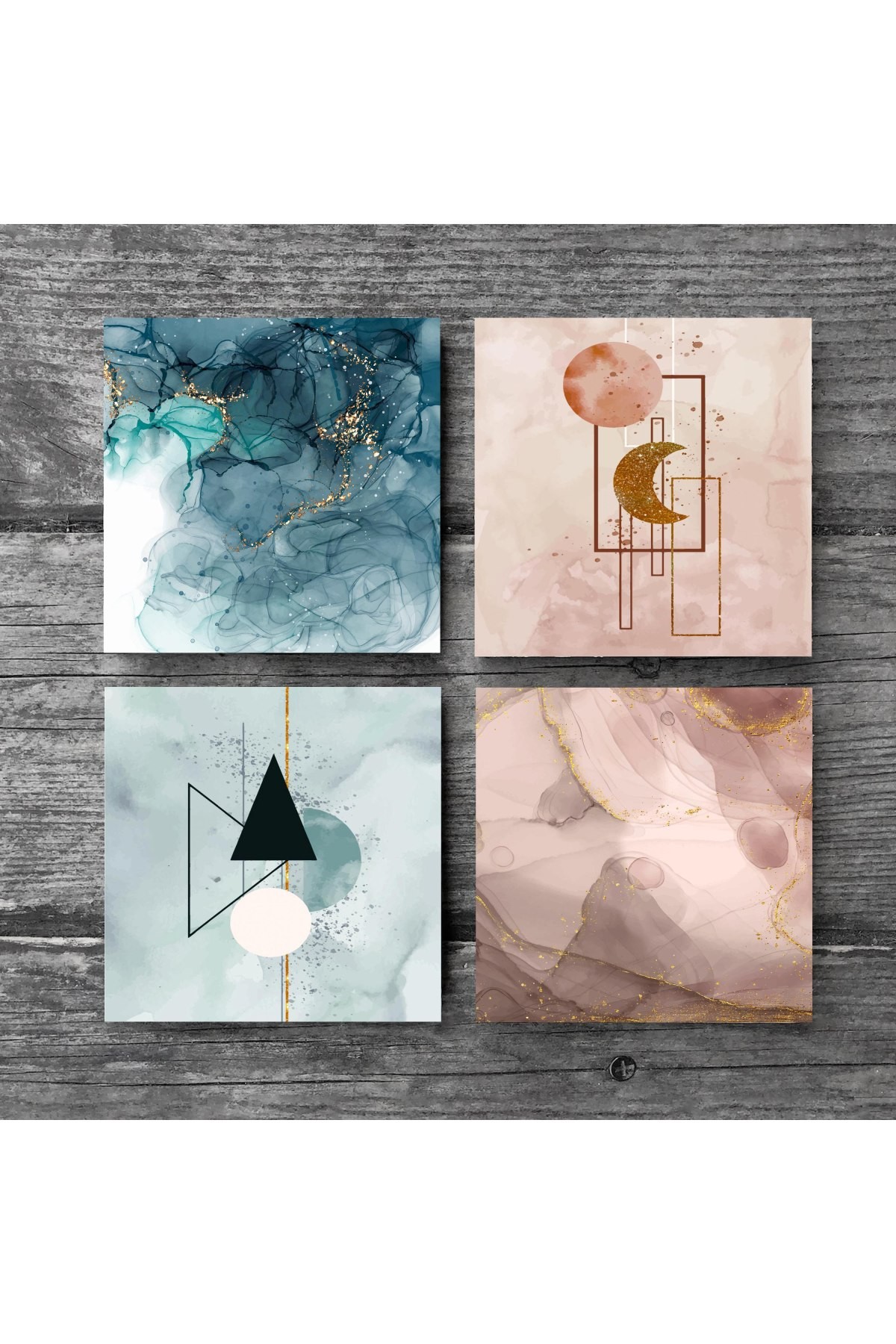 Minimalist, Abstract Art Stone Coasters Desktop Protective Coasters 4 Piece Set 10x10cm Stone Coasters