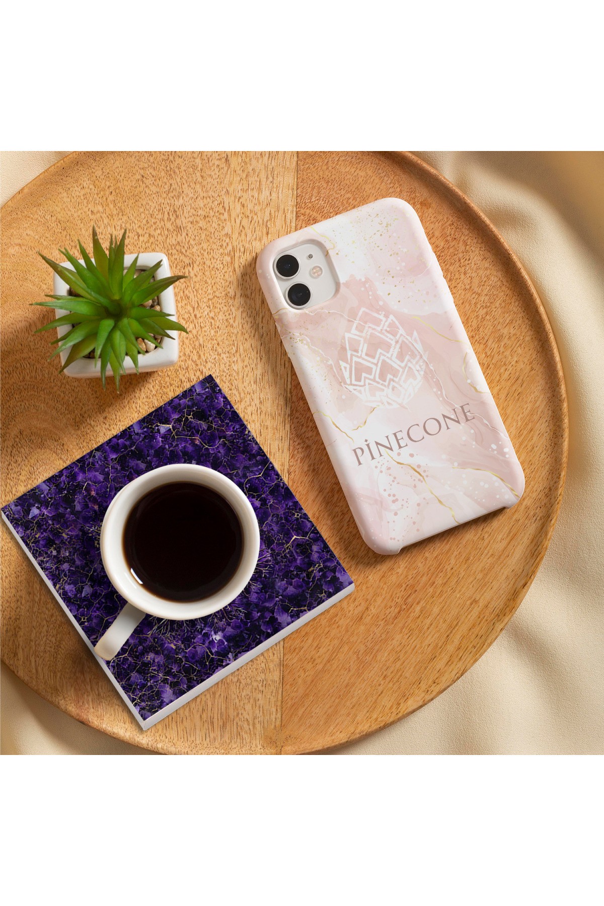 Tree of Life, Lotus Flower, Flower of Life Stone Coasters Desktop Protective Coasters 4 Piece Set 10x10cm Stone Coasters