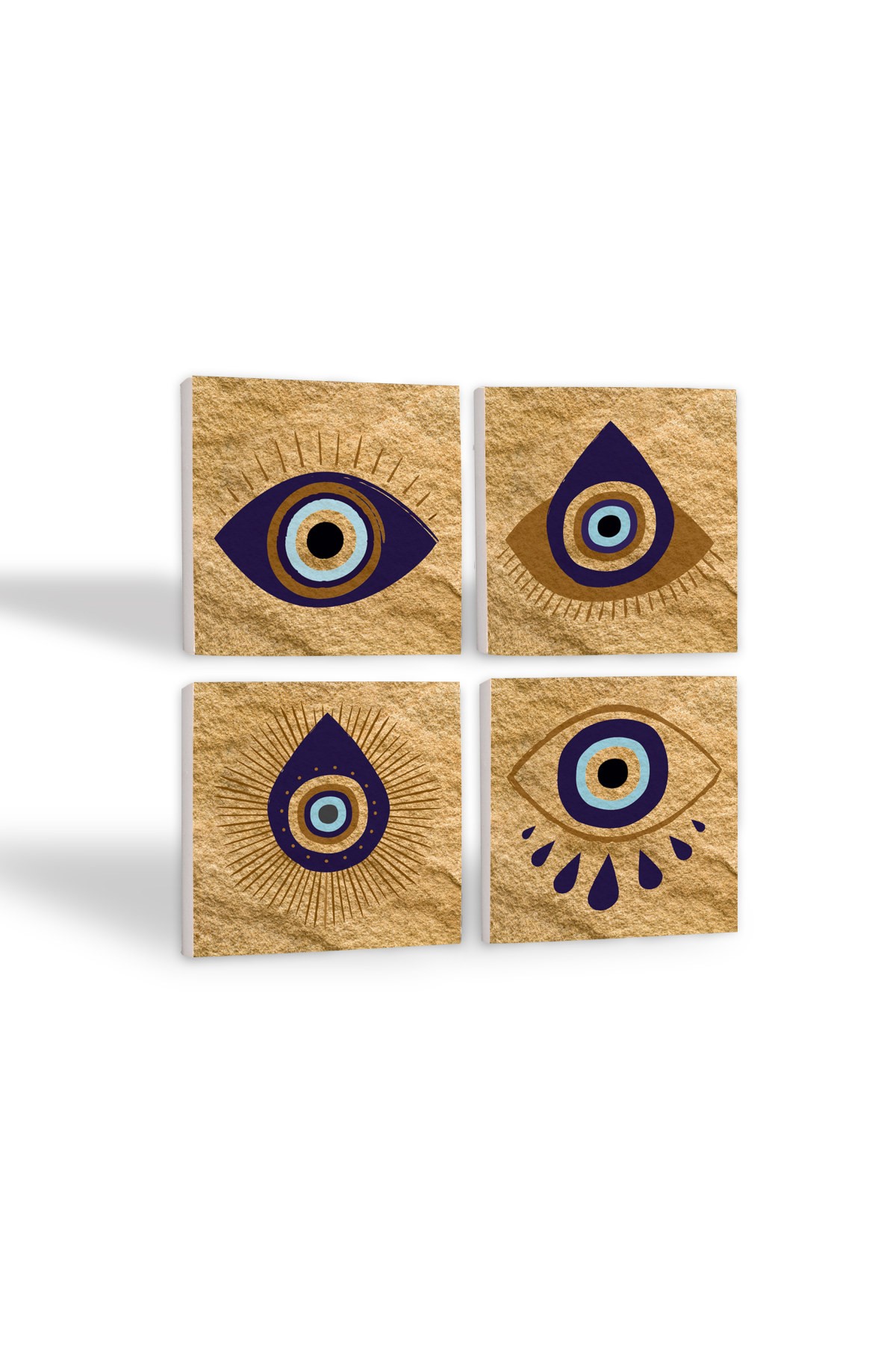 Evil Eye Stone Coaster Desktop Protective Coaster 4 Piece Set 10x10cm Stone Coasters