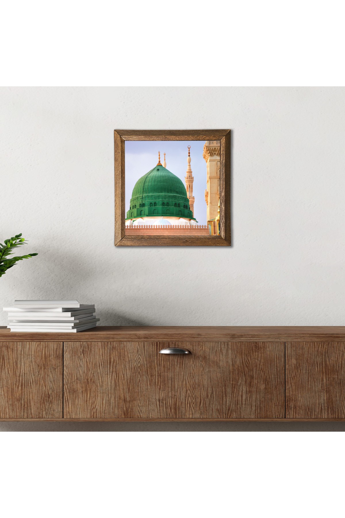 Ravza-i Mutahhara Stone Wall Painting Wooden Framed Wall Decoration Wall Art 25x25cm