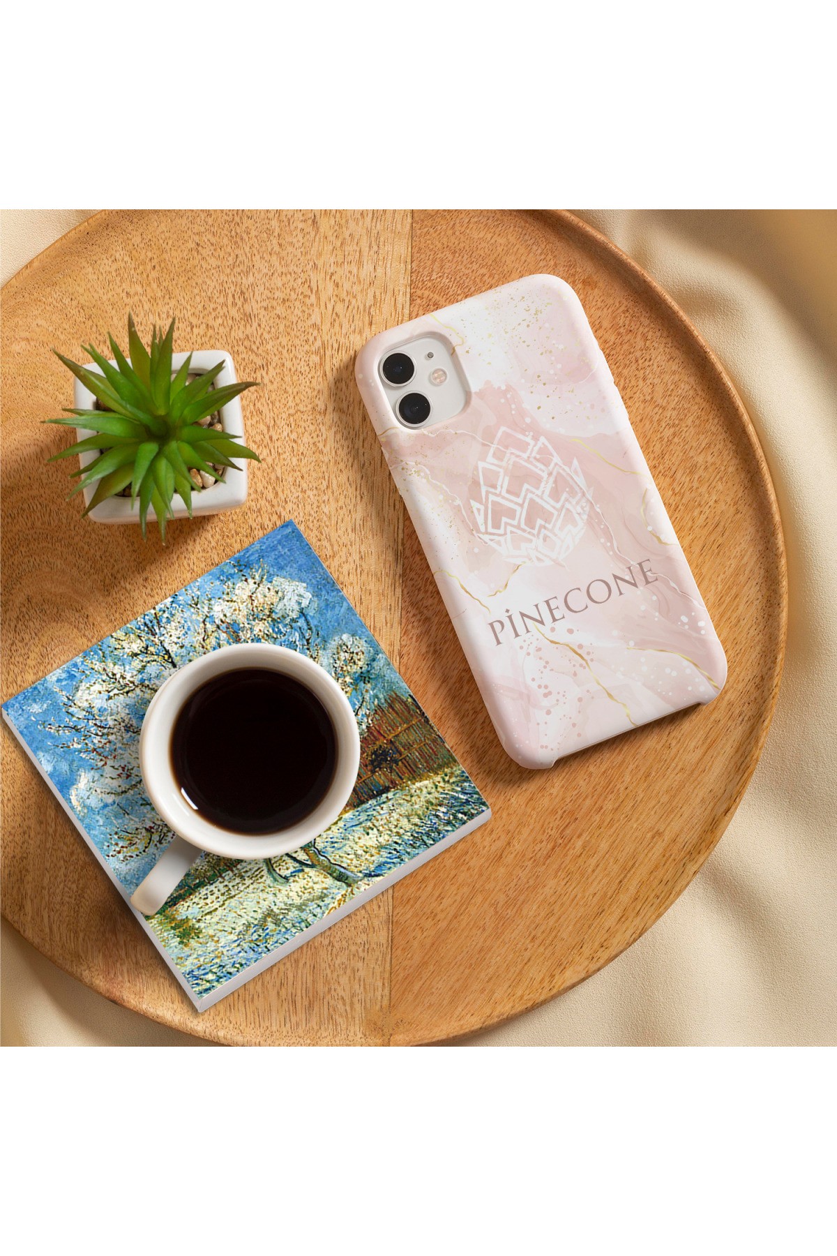 Van Gogh Wheat Field, Peach Tree, Harvest Landscape, A Night on the Rhine Stone Coasters Desktop Protective Coaster 4 Piece Set 10x10cm Stone Coasters