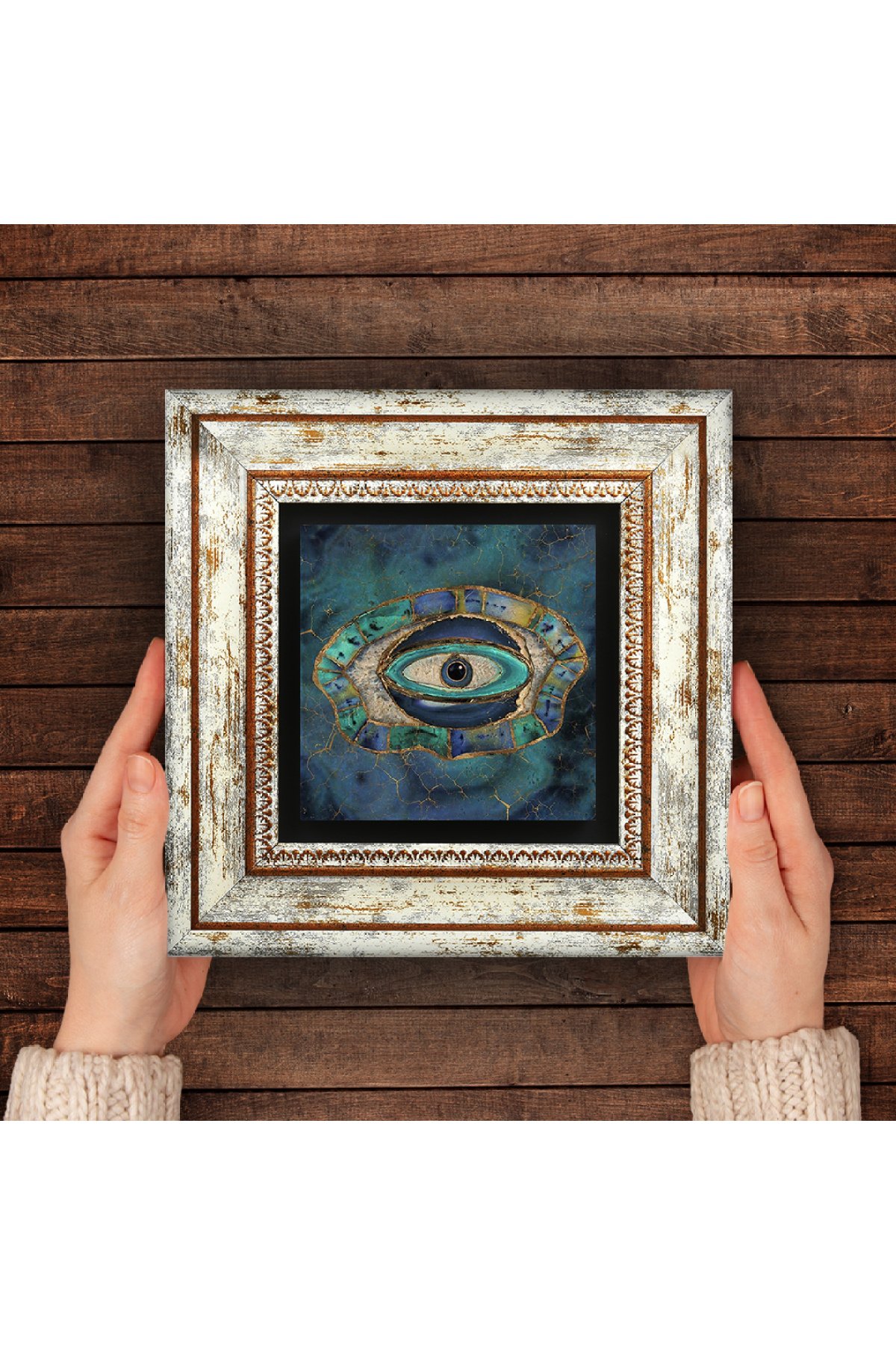 Evil Eye Stone Wall Painting Framed Wall Decoration Wall Art