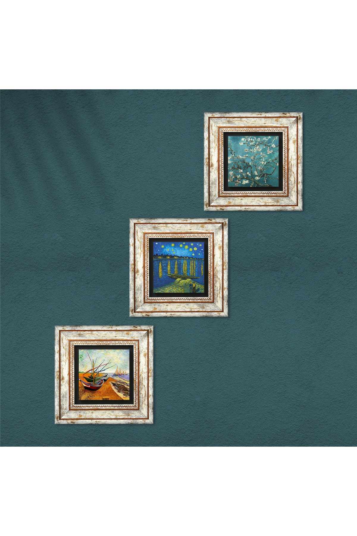 Van Gogh Stone Wall Painting Framed Wall Decor 3 Piece Painting Set Wall Art