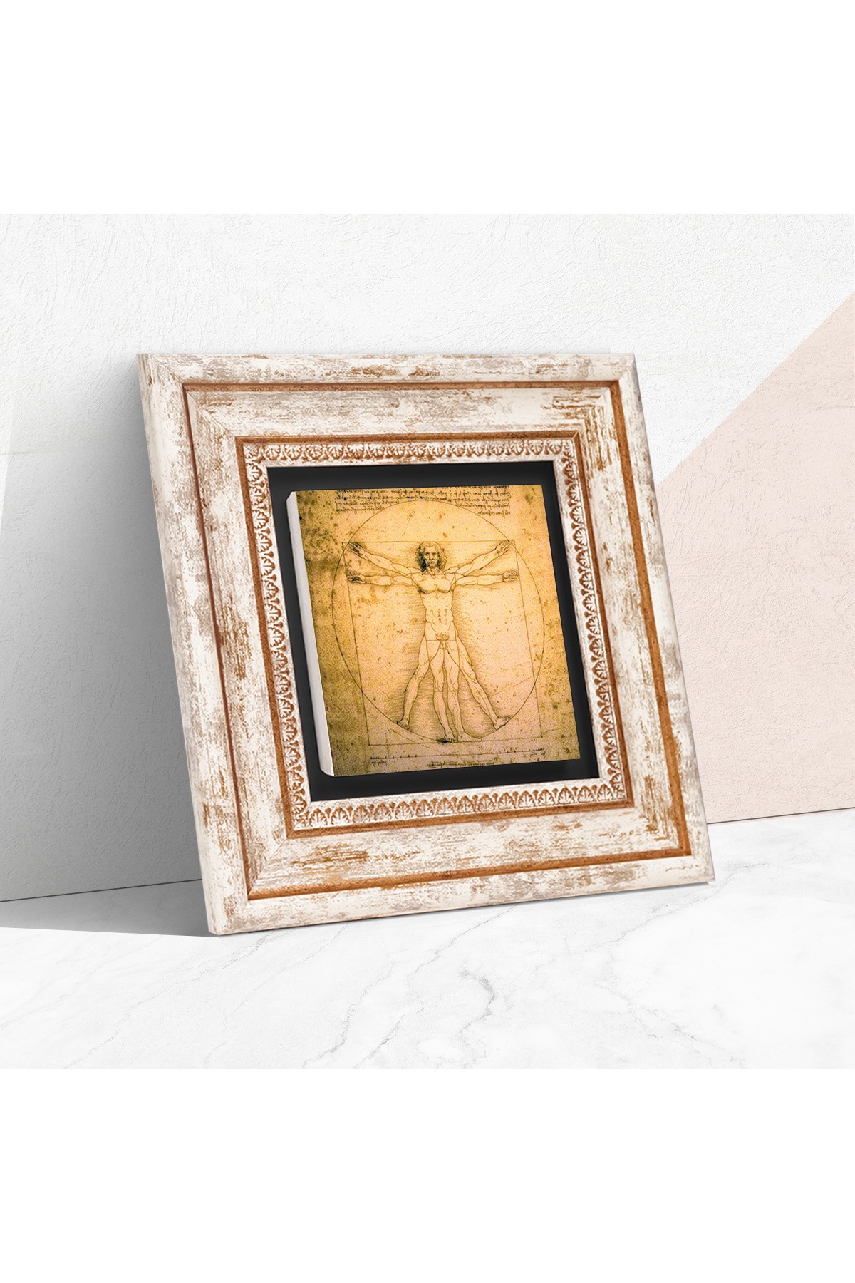 Leonardo da Vinci Vitruvian Man Stone Wall Painting Framed Wall Decor Wall Art