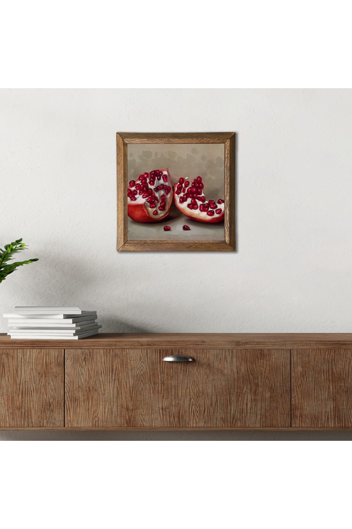 Pomegranate Stone Wall Painting Wooden Framed Wall Decoration Wall Art 25x25cm