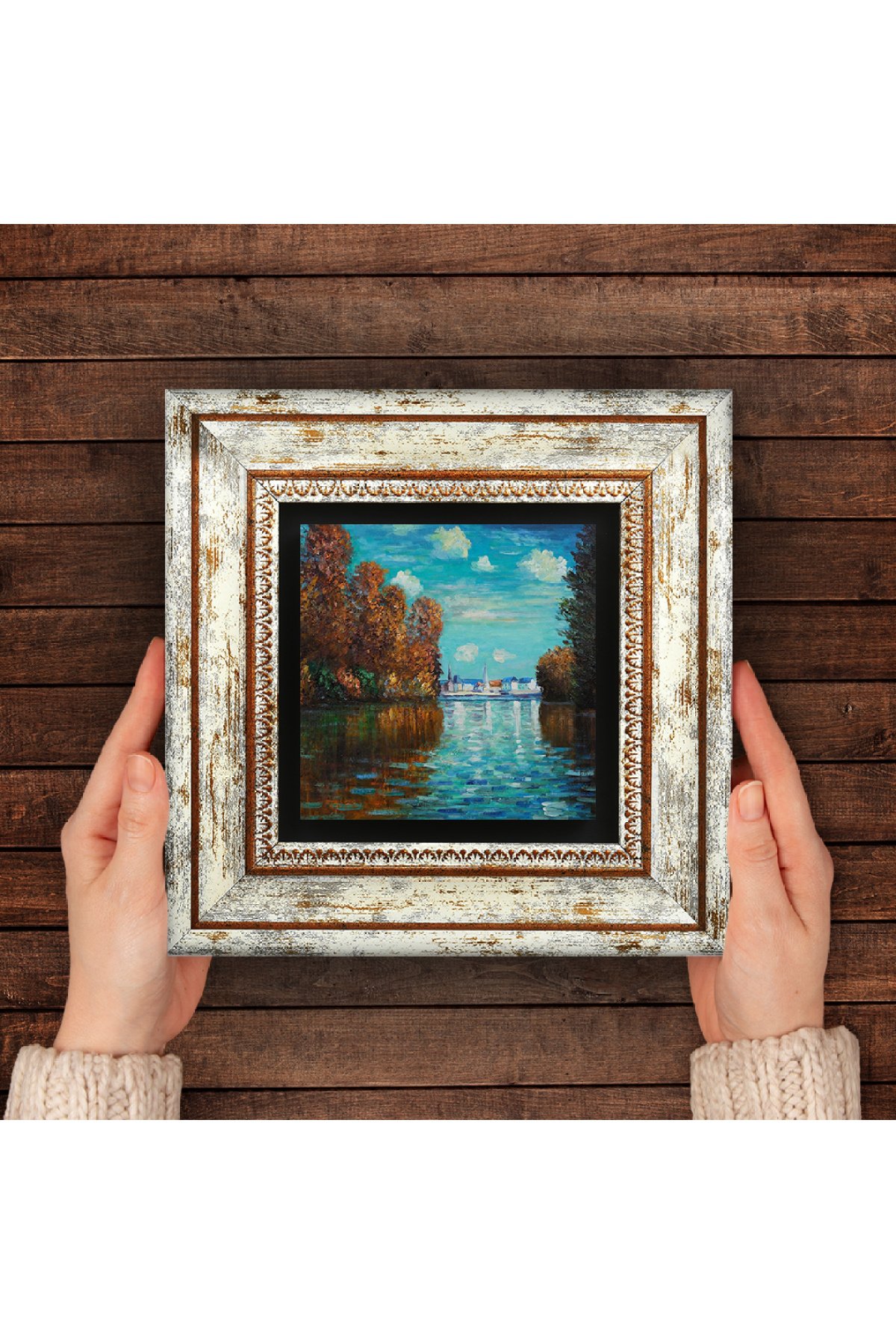 Claude Monet Autumn Stone Wall Painting Framed Wall Decor Wall Art