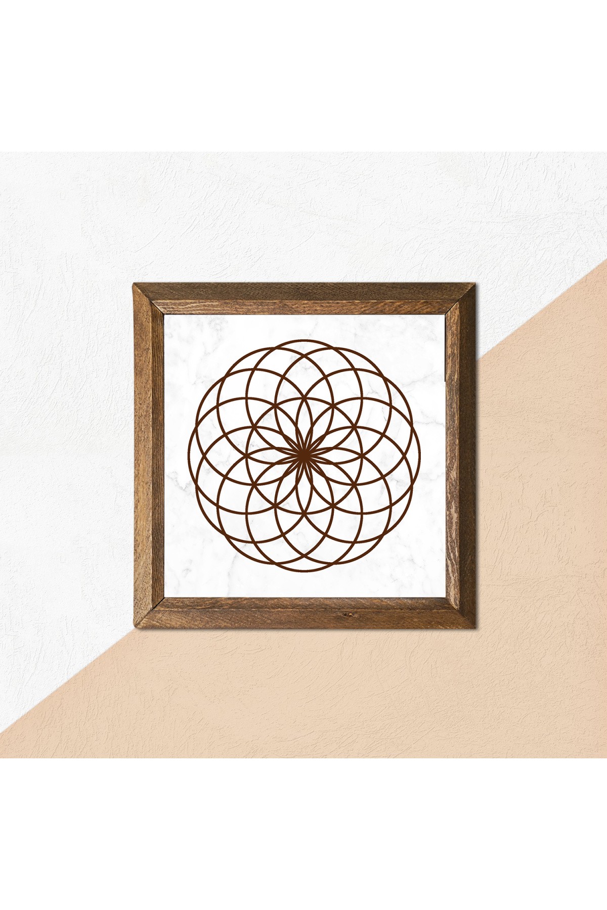 Flower of Life Stone Wall Painting Wooden Framed Wall Decoration Wall Art 25x25cm