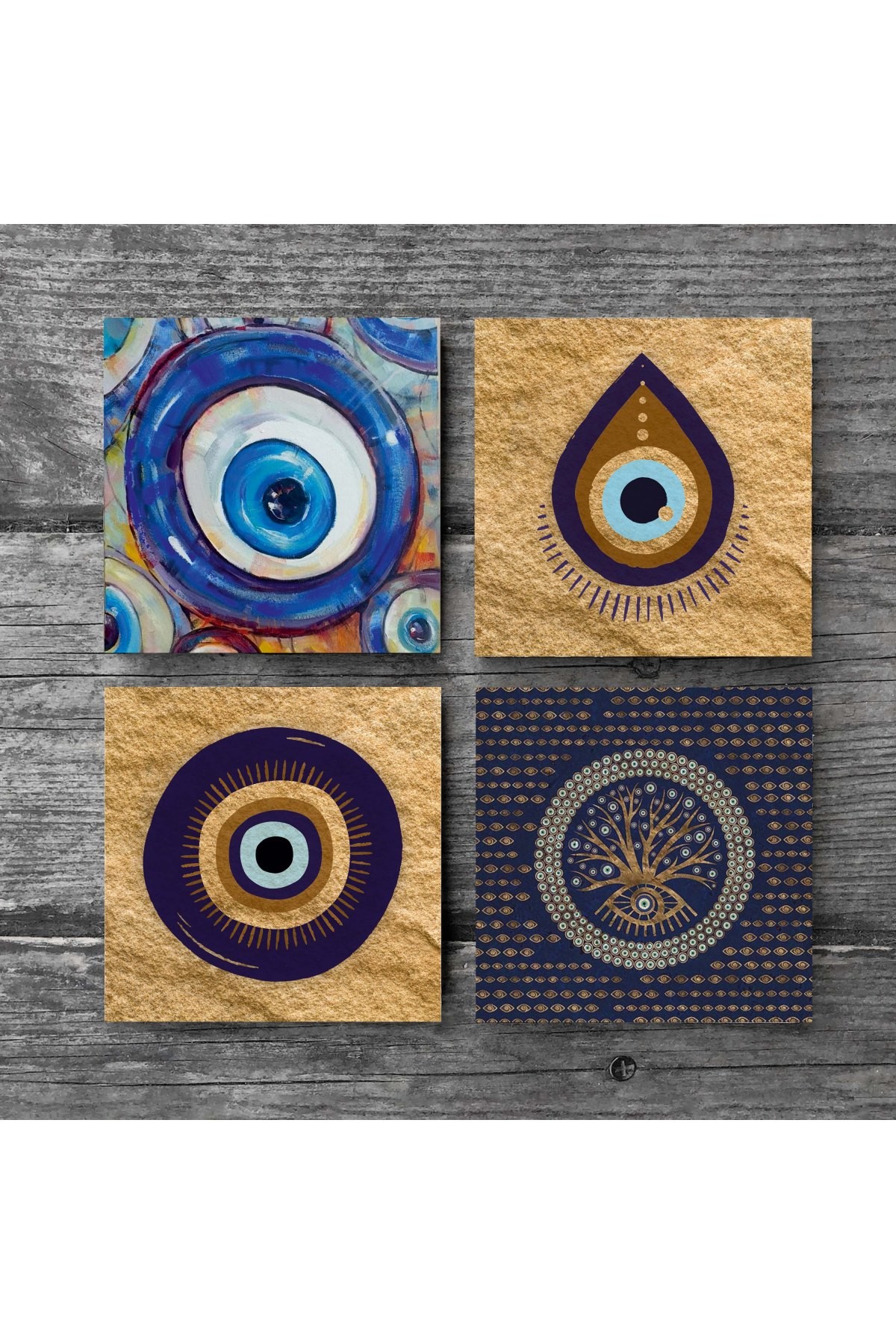 Evil Eye Stone Coaster Desktop Protective Coaster 4 Piece Set 10x10cm Stone Coasters