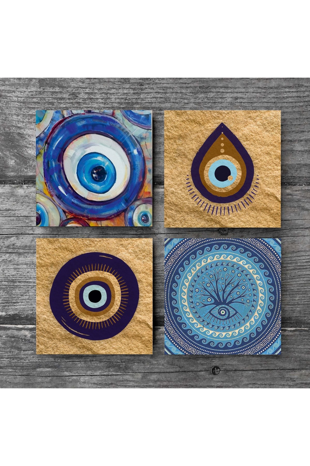 Evil Eye Stone Coaster Desktop Protective Coaster 4 Piece Set 10x10cm Stone Coasters