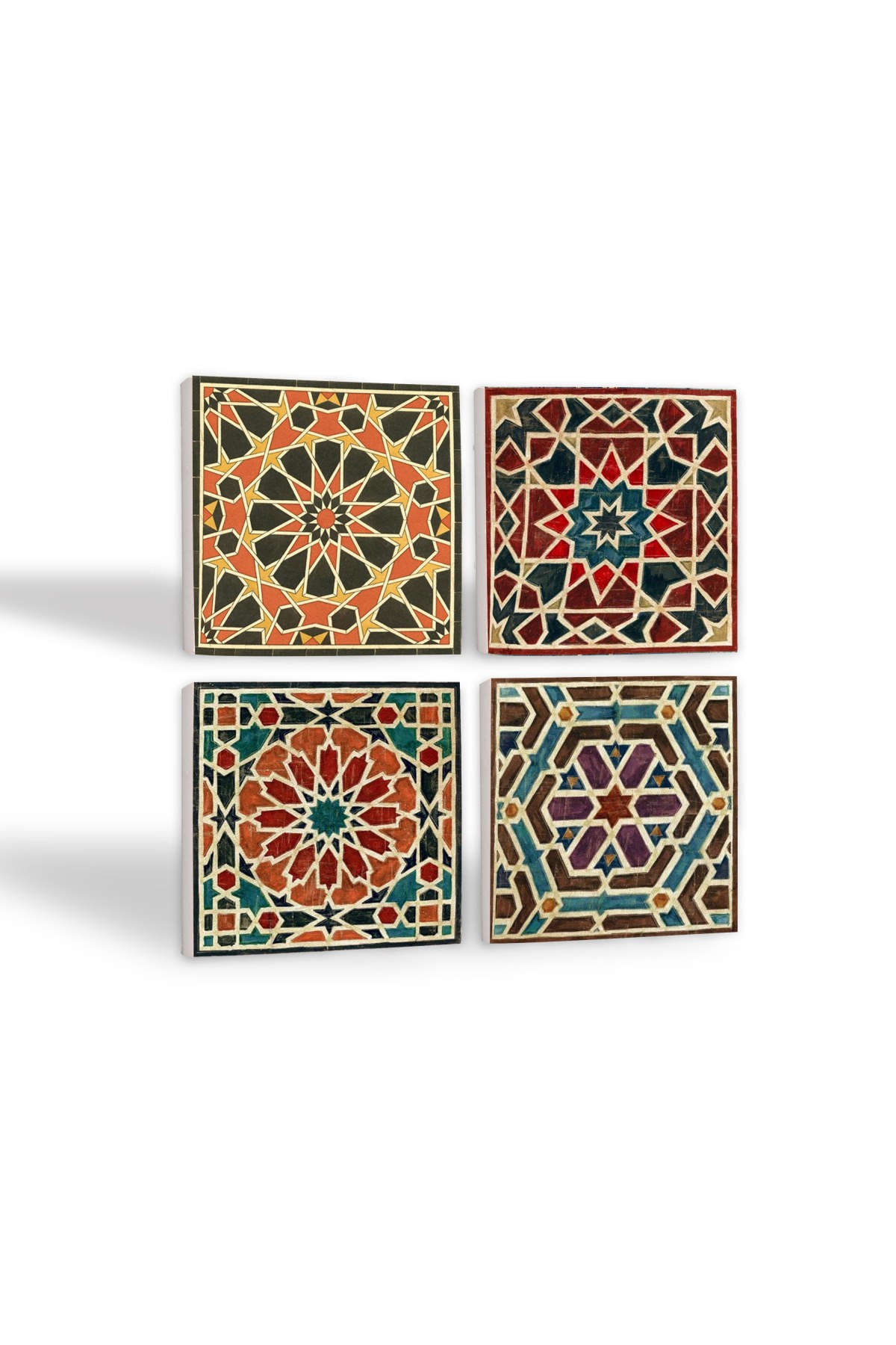 Ethnic Pattern Stone Coasters Desktop Protective Coasters 4 Piece Set 10x10cm Stone Coasters