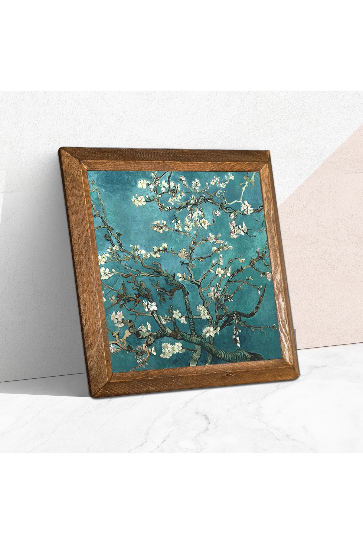 Vincent van Gogh Almond Tree Stone Wall Painting Wooden Framed Wall Decor Wall Art 25x25cm