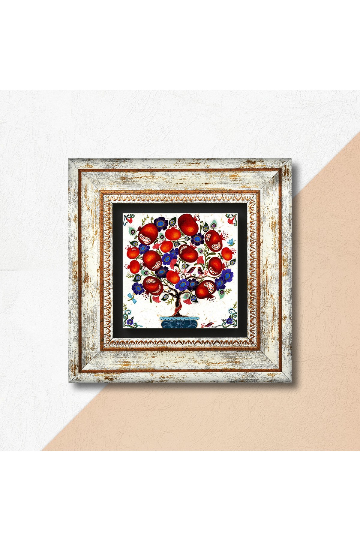 Pomegranate Tree Stone Wall Painting Framed Wall Decor Wall Art