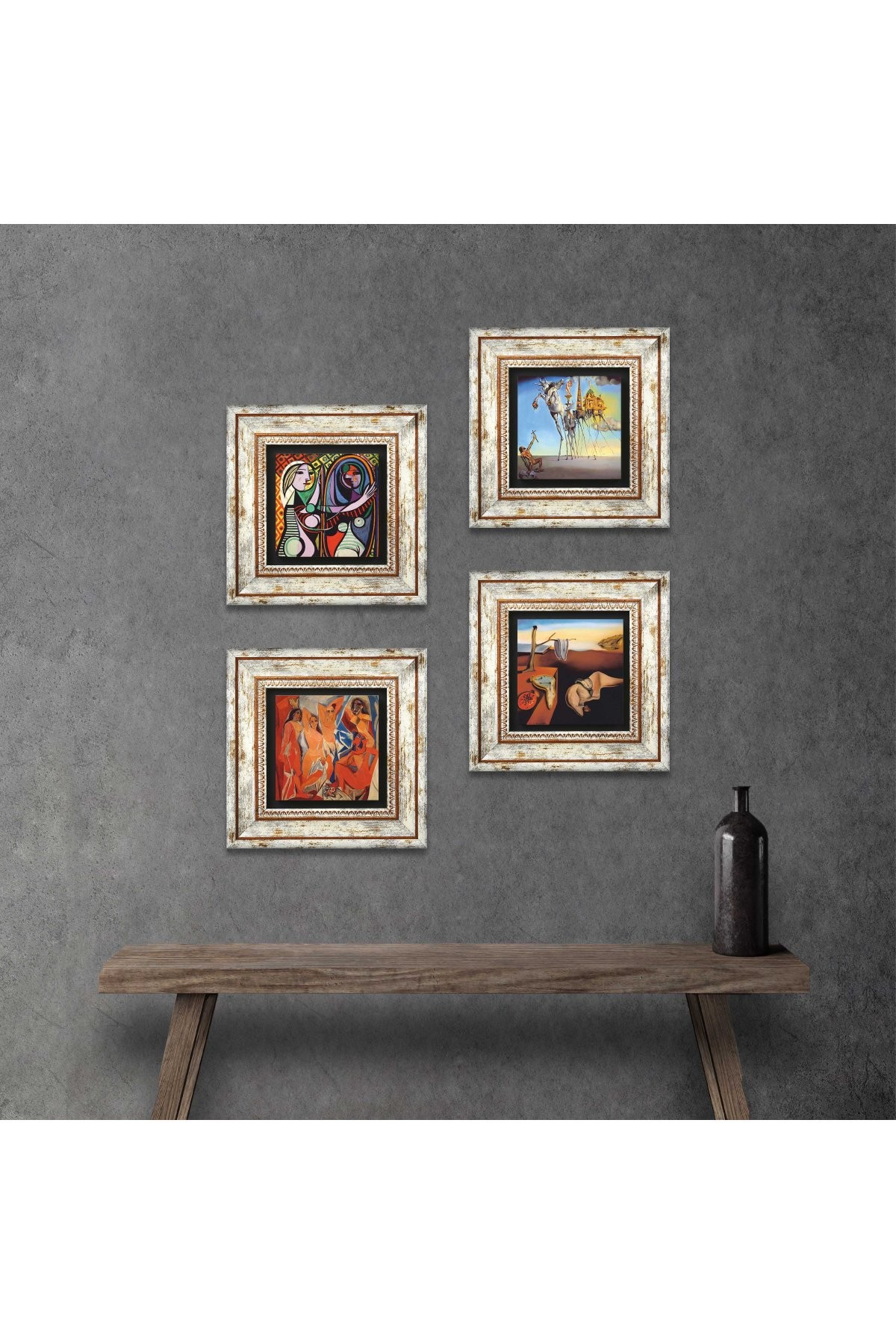 Salvador Dalí, Picasso Stone Wall Painting Framed Wall Decor 4 Piece Painting Set Wall Art