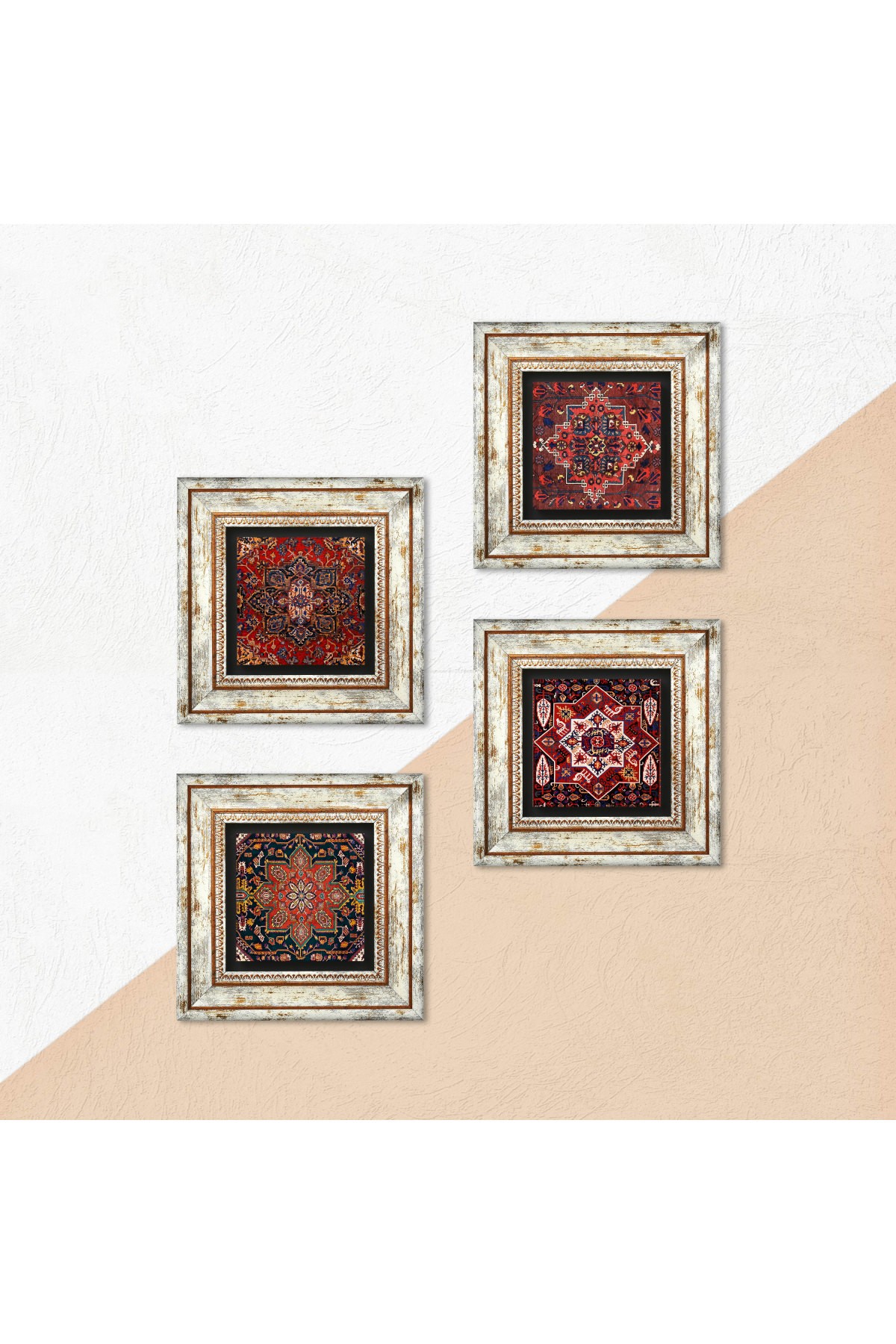 Pattern Stone Wall Painting Framed Wall Decor 4 Piece Painting Set Wall Art