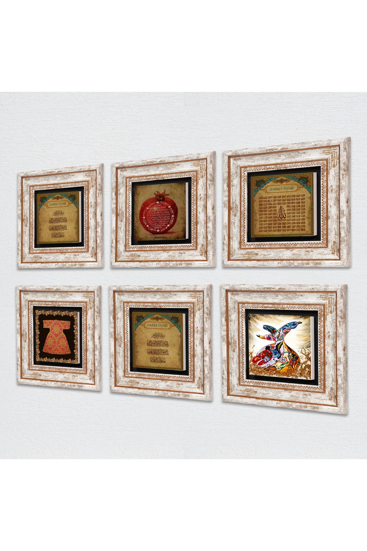 Islamic Stone Wall Painting Framed Wall Decor 6 Piece Painting Set Wall Art