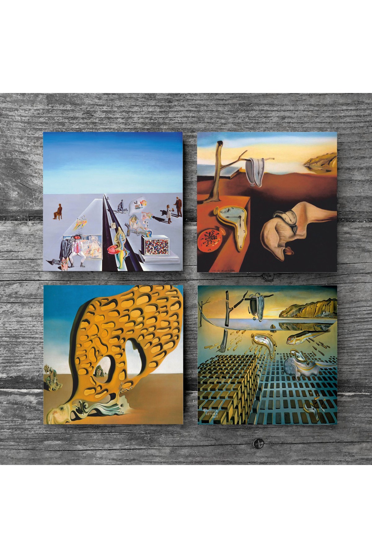 Dalí The Persistence of Memory, The Dissolution of the Persistence of Memory, The Mystery of Desire, The First Days of Spring Stone Coasters Desktop Protective Coasters 4 Piece Set 10x10cm Stone Coasters