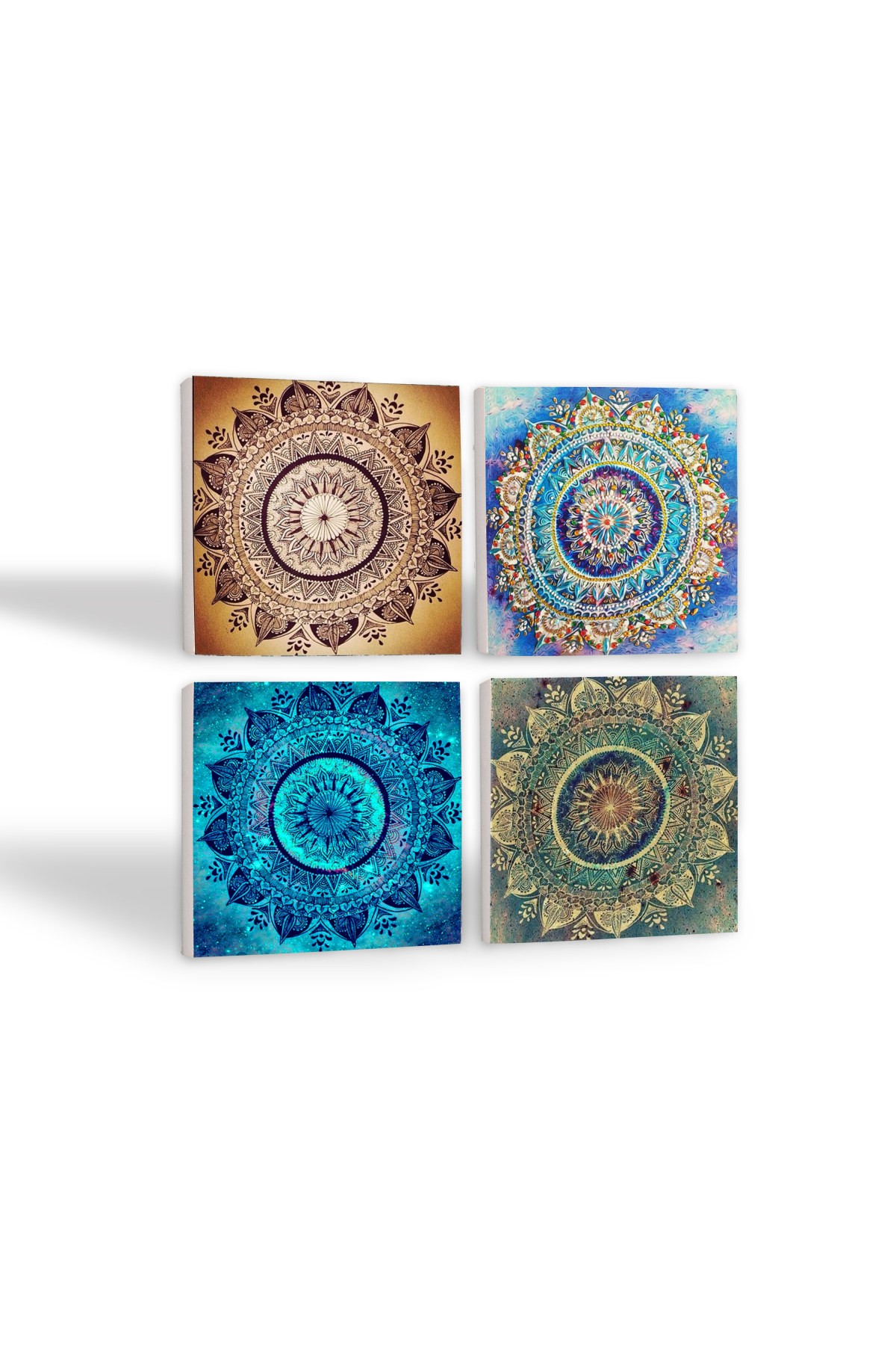 Mandala Stone Coaster Desktop Protective Coaster 4 Piece Set 10x10cm Stone Coasters