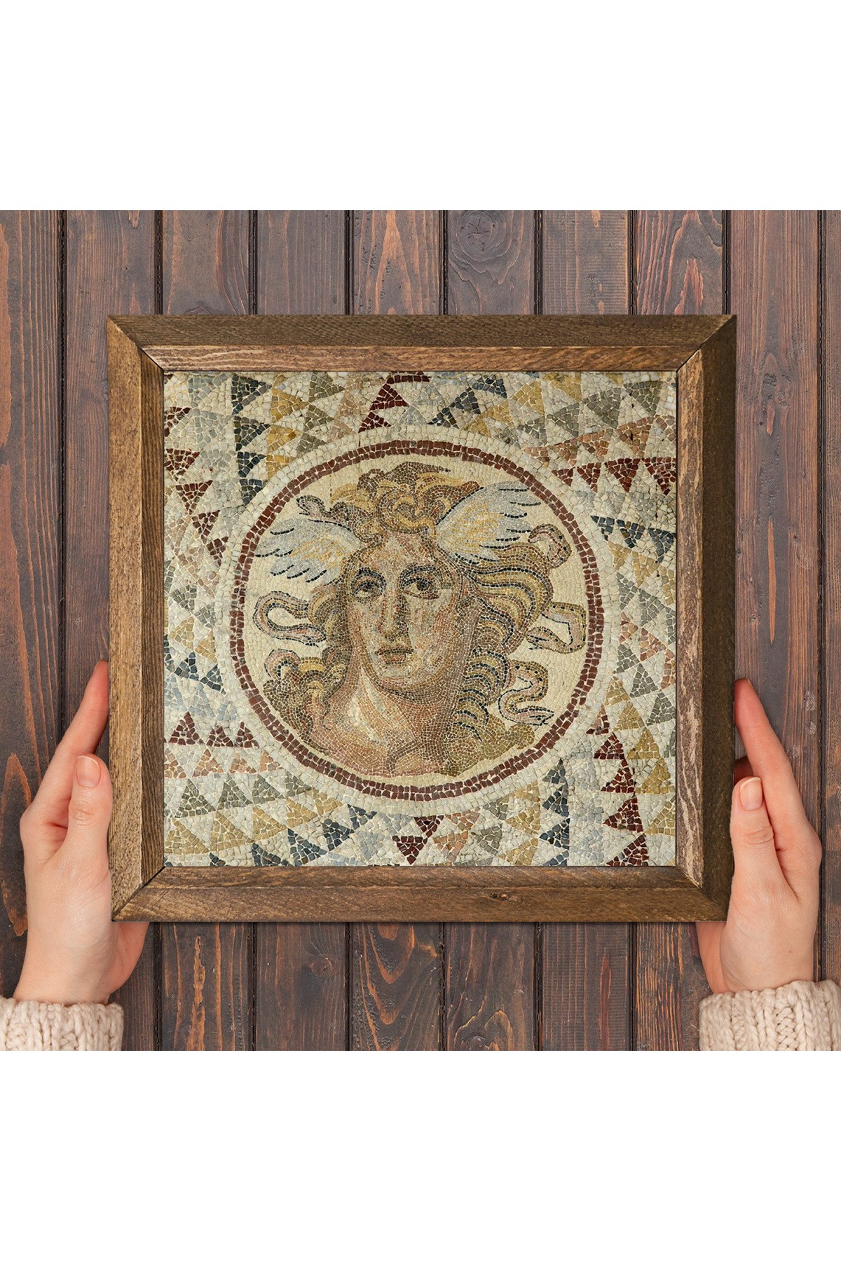 Gypsy Girl Mosaic Stone Wall Painting Wooden Framed Wall Decoration Wall Art 25x25cm