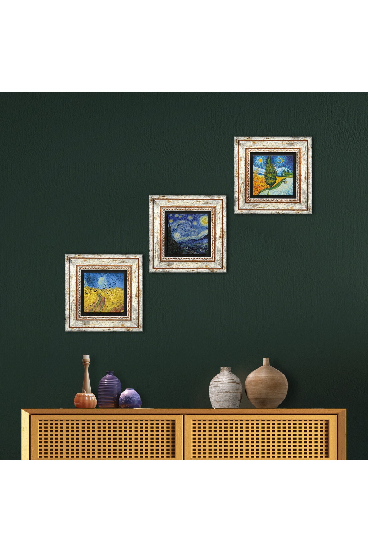 Van Gogh Stone Wall Painting Framed Wall Decor 3 Piece Painting Set Wall Art