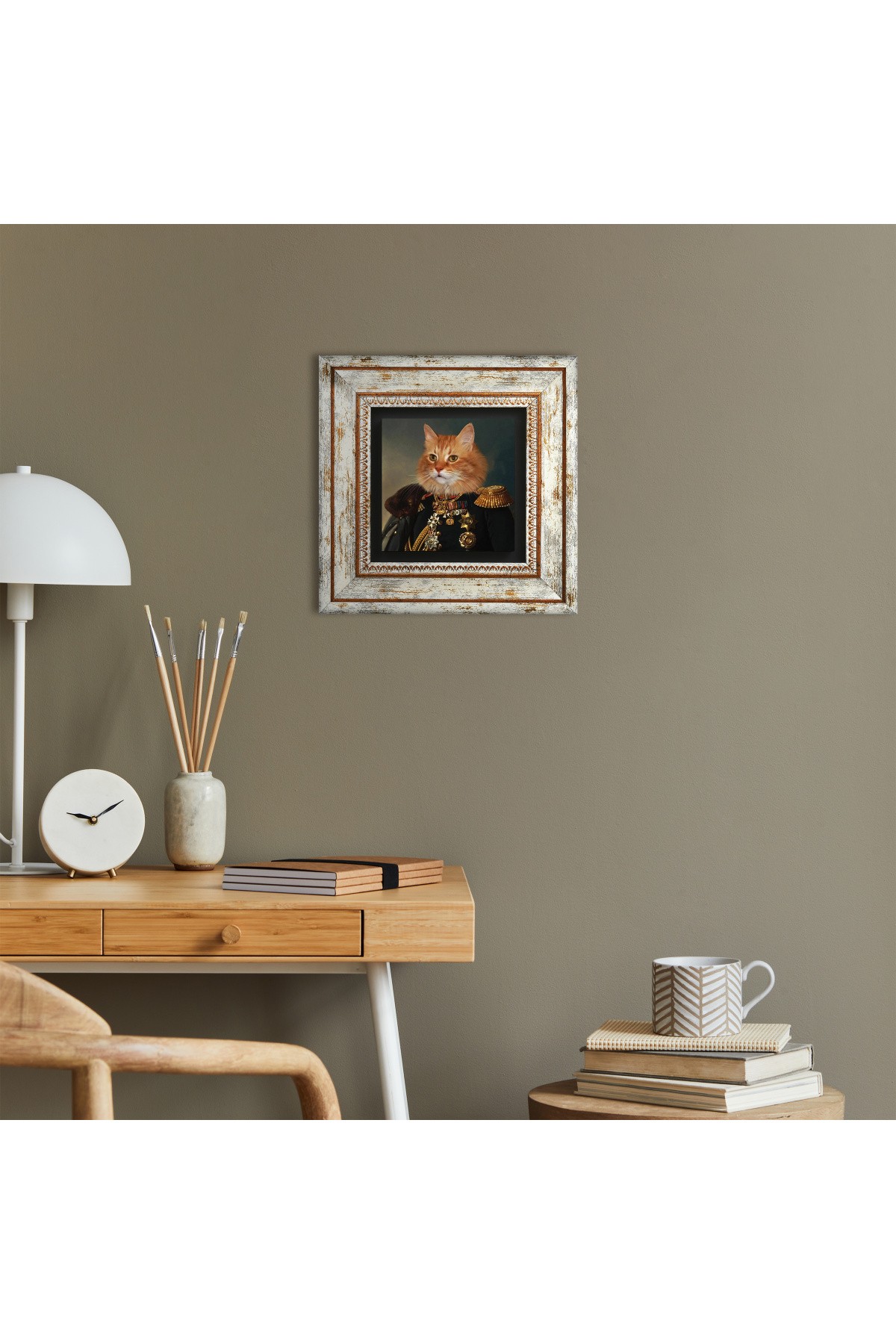 His Excellency with His Paw Stone Wall Painting Framed Wall Decor Wall Art