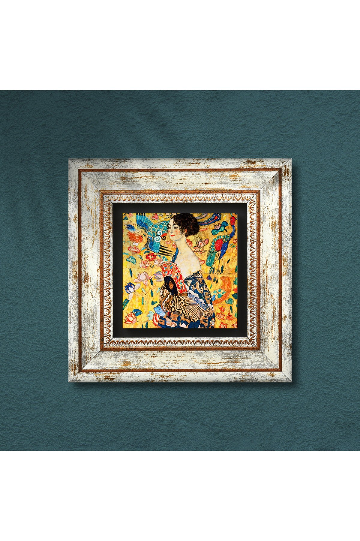 Gustav Klimt Woman with a Fan Stone Wall Painting Framed Wall Decoration Wall Art