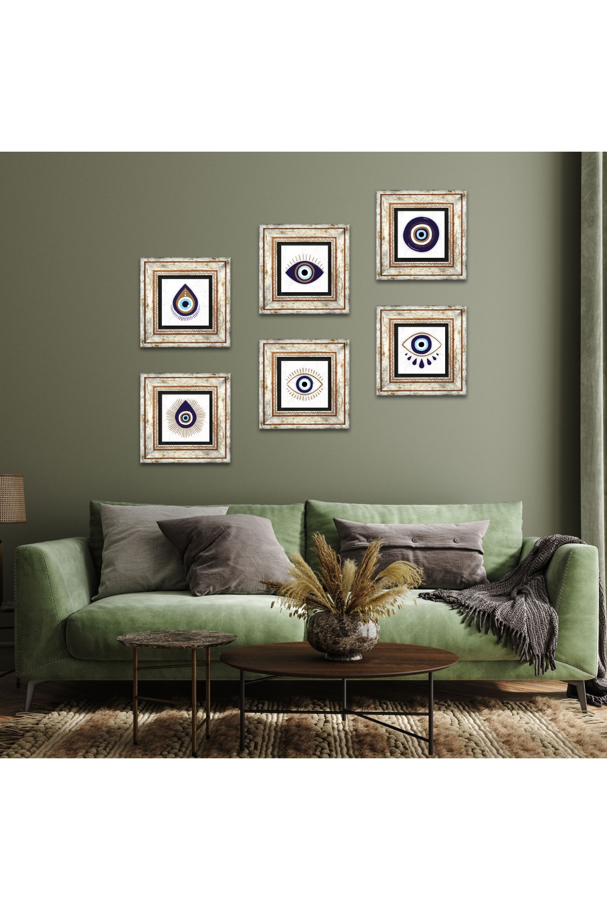 Evil Eye Stone Wall Painting Framed Wall Decor 6 Piece Painting Set Wall Art