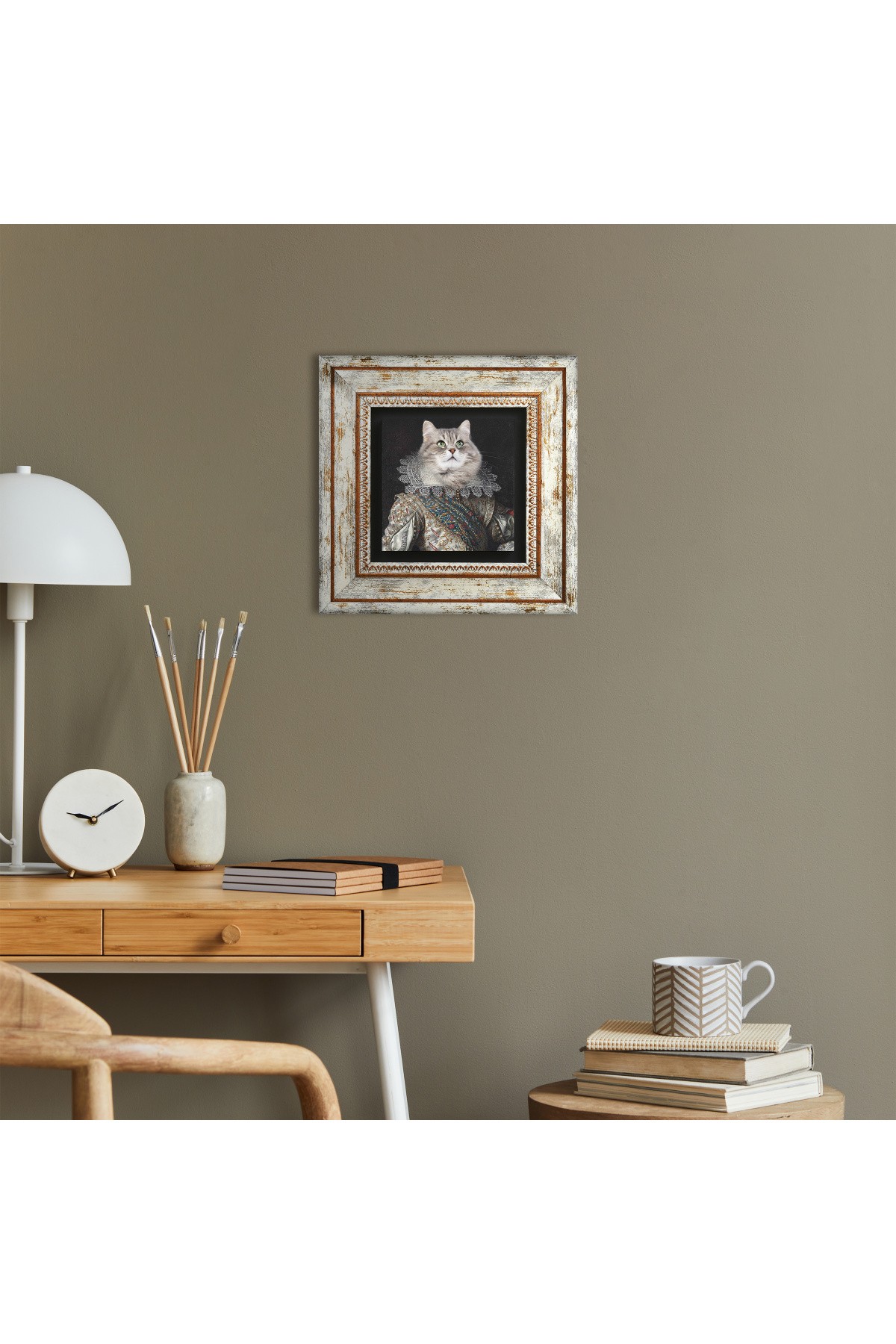 His Excellency with His Paw Stone Wall Painting Framed Wall Decor Wall Art