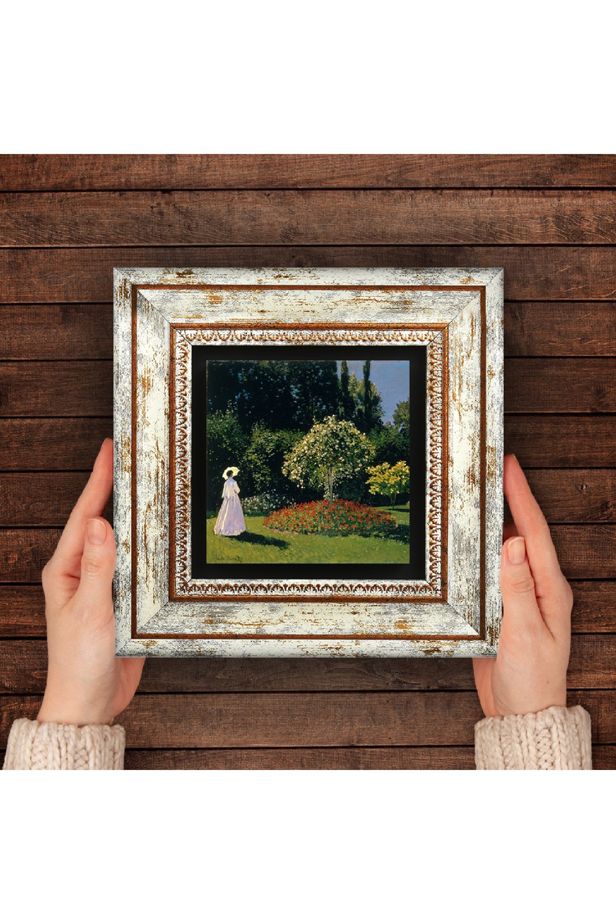 Claude Monet Woman in the Garden Stone Wall Painting Framed Wall Decoration Wall Art