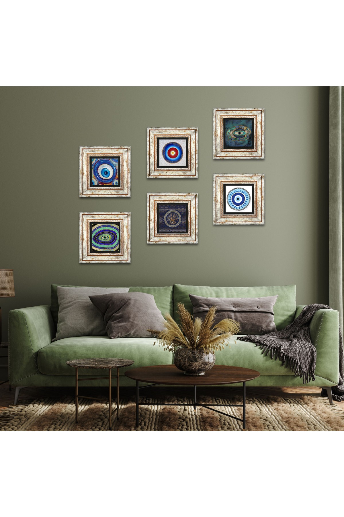 Evil Eye Stone Wall Painting Framed Wall Decor 6 Piece Painting Set Wall Art