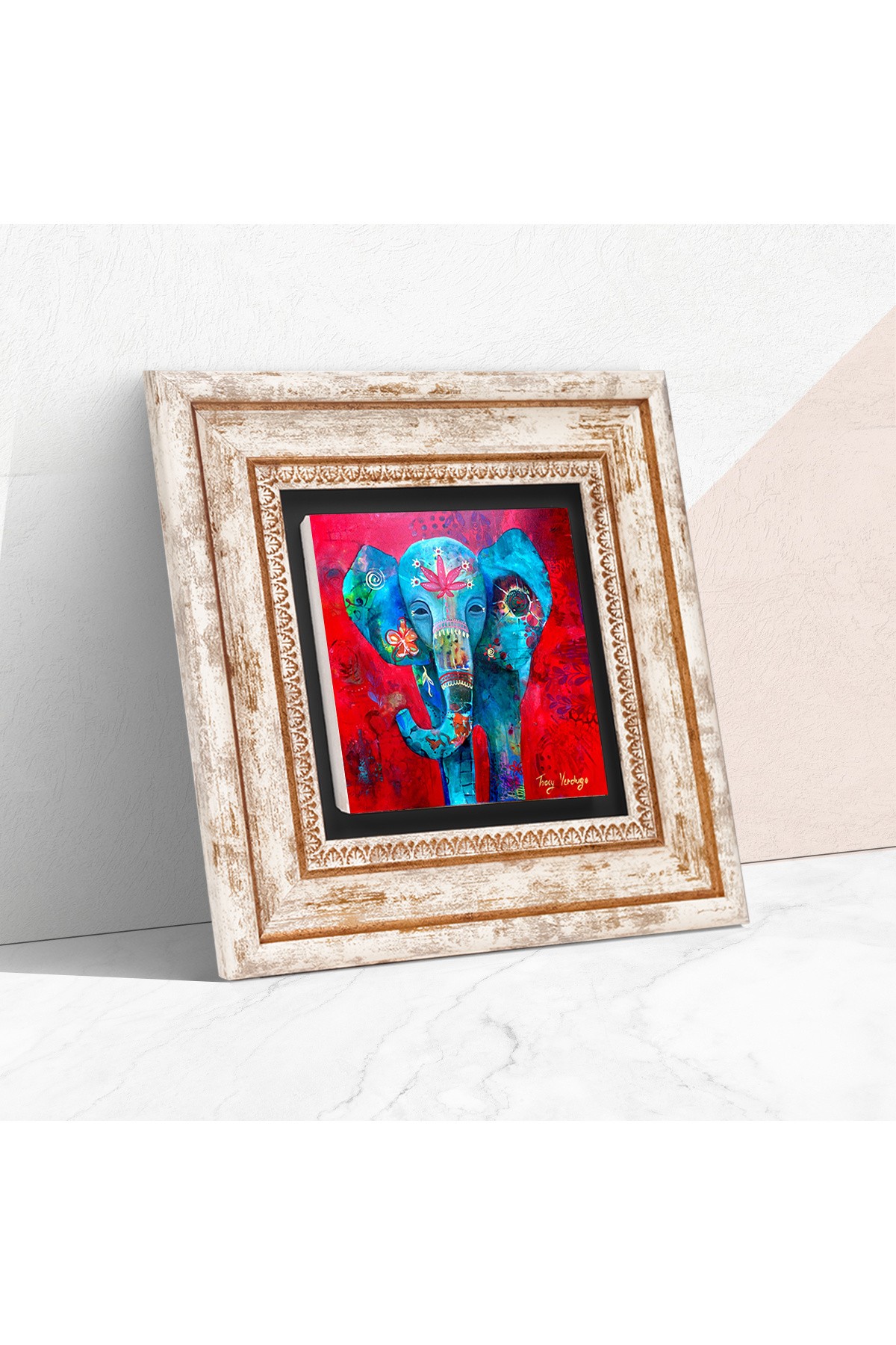 Elephant Stone Wall Painting Framed Wall Decor Wall Art