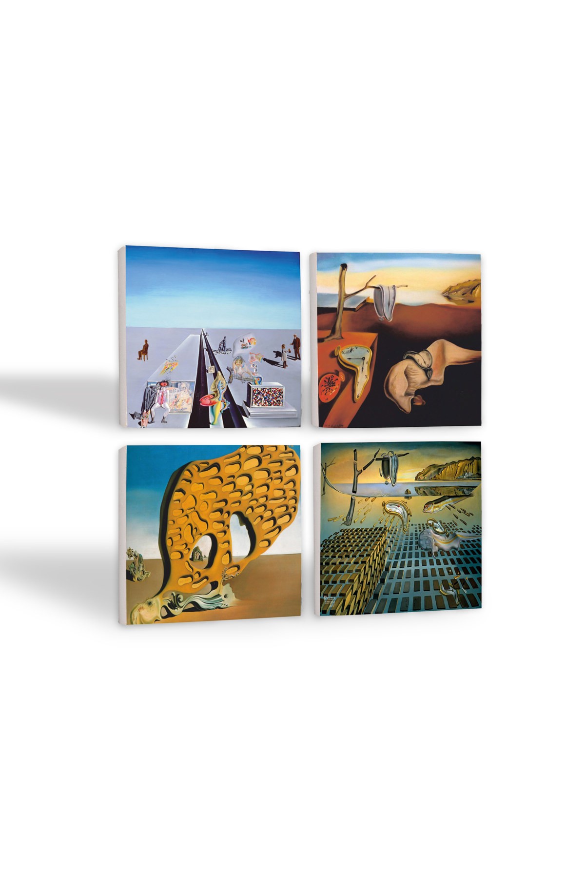 Dalí The Persistence of Memory, The Dissolution of the Persistence of Memory, The Mystery of Desire, The First Days of Spring Stone Coasters Desktop Protective Coasters 4 Piece Set 10x10cm Stone Coasters