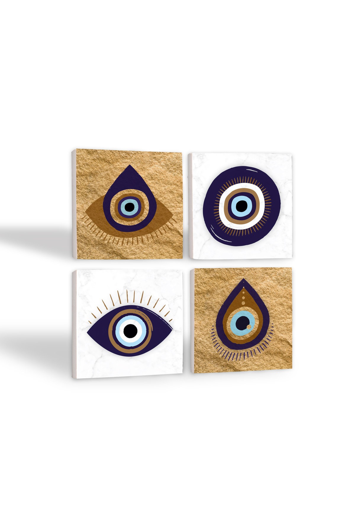 Evil Eye Stone Coaster Desktop Protective Coaster 4 Piece Set 10x10cm Stone Coasters