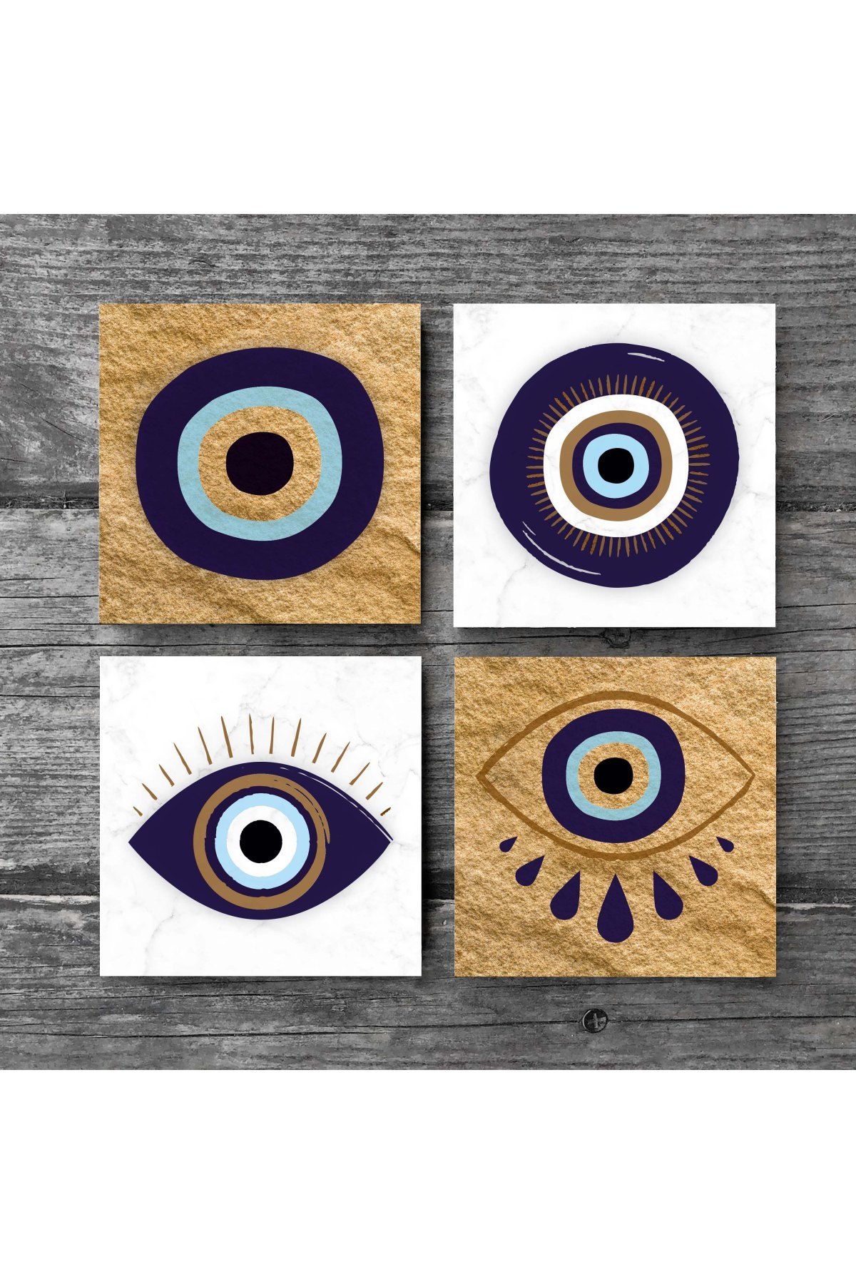 Evil Eye Stone Coaster Desktop Protective Coaster 4 Piece Set 10x10cm Stone Coasters