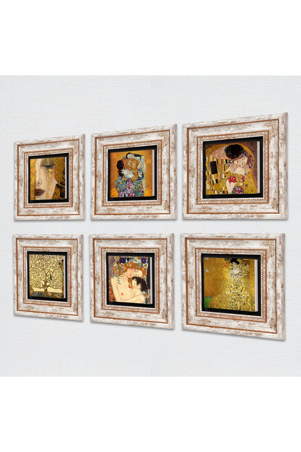 Gustav Klimt Stone Wall Painting Framed Wall Decor 6 Piece Painting Set Wall Art