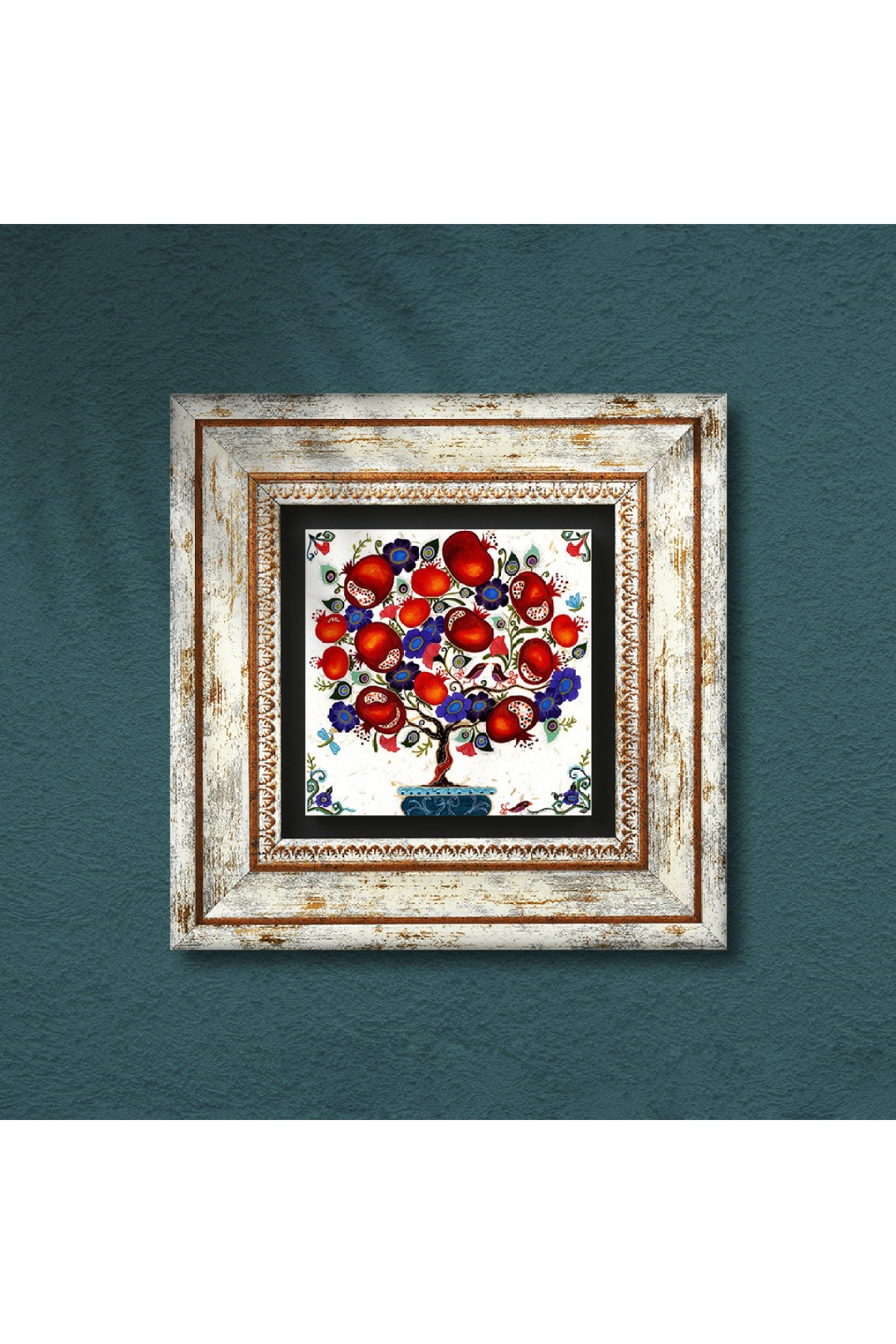 Pomegranate Tree Stone Wall Painting Framed Wall Decor Wall Art