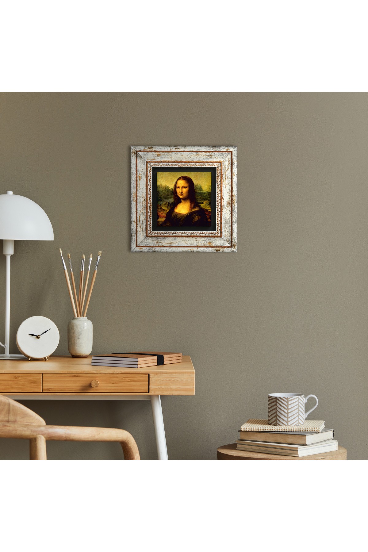 Leonardo da Vinci Mona Lisa Taş Duvar Tablosu Çerçeveli Duvar Dekoru Wall Art