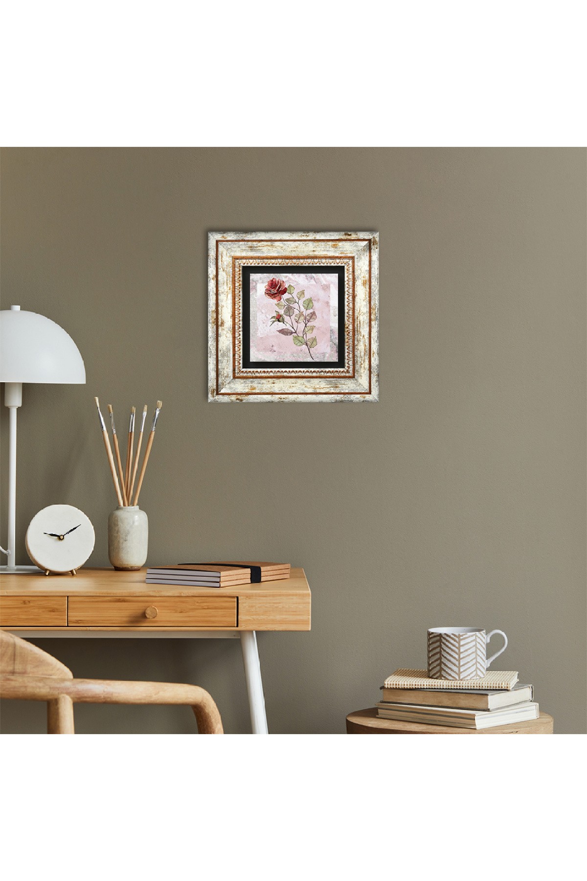 Rose Flower Stone Wall Painting Framed Wall Decor Wall Art