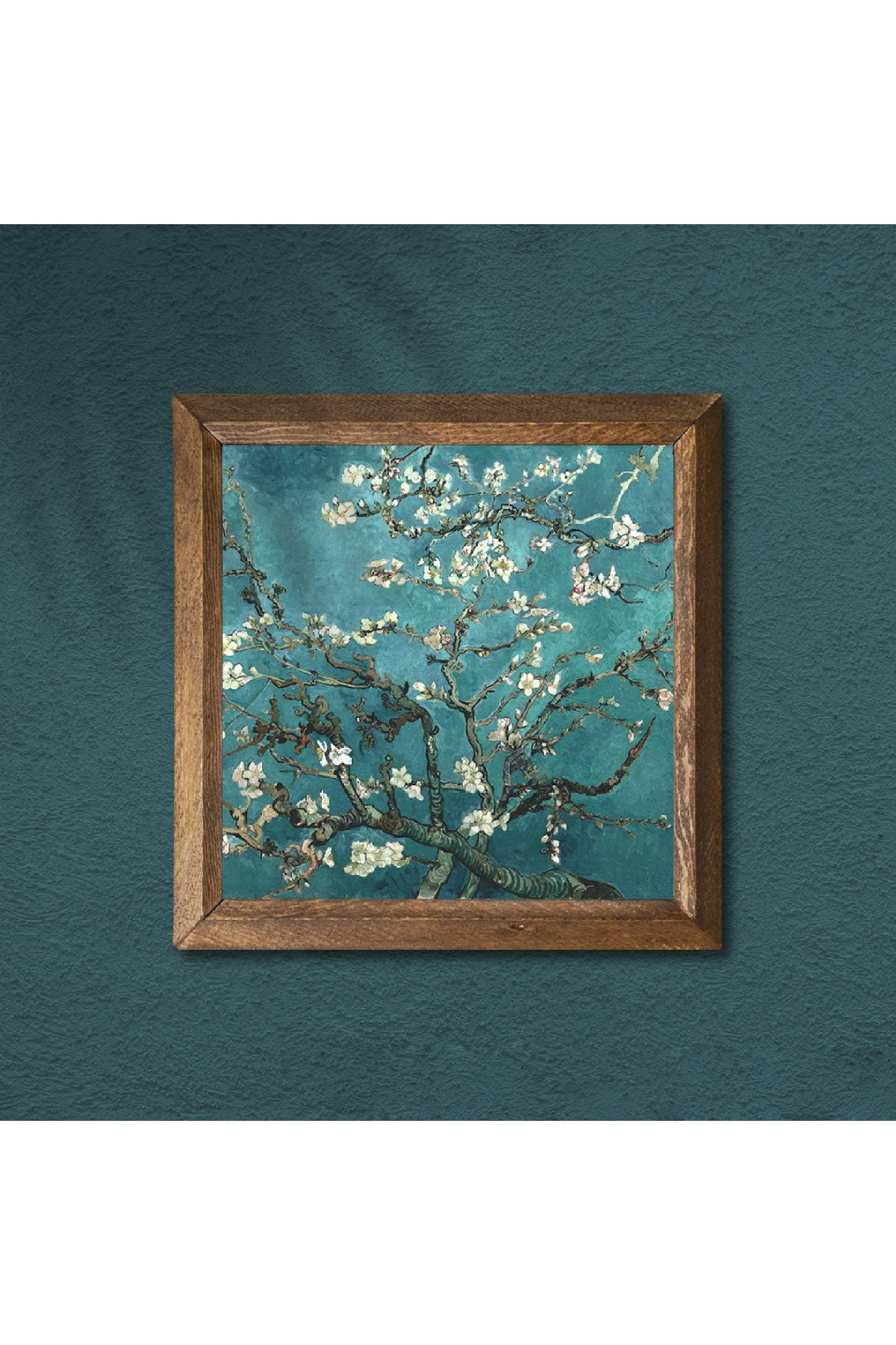 Vincent van Gogh Almond Tree Stone Wall Painting Wooden Framed Wall Decor Wall Art 25x25cm