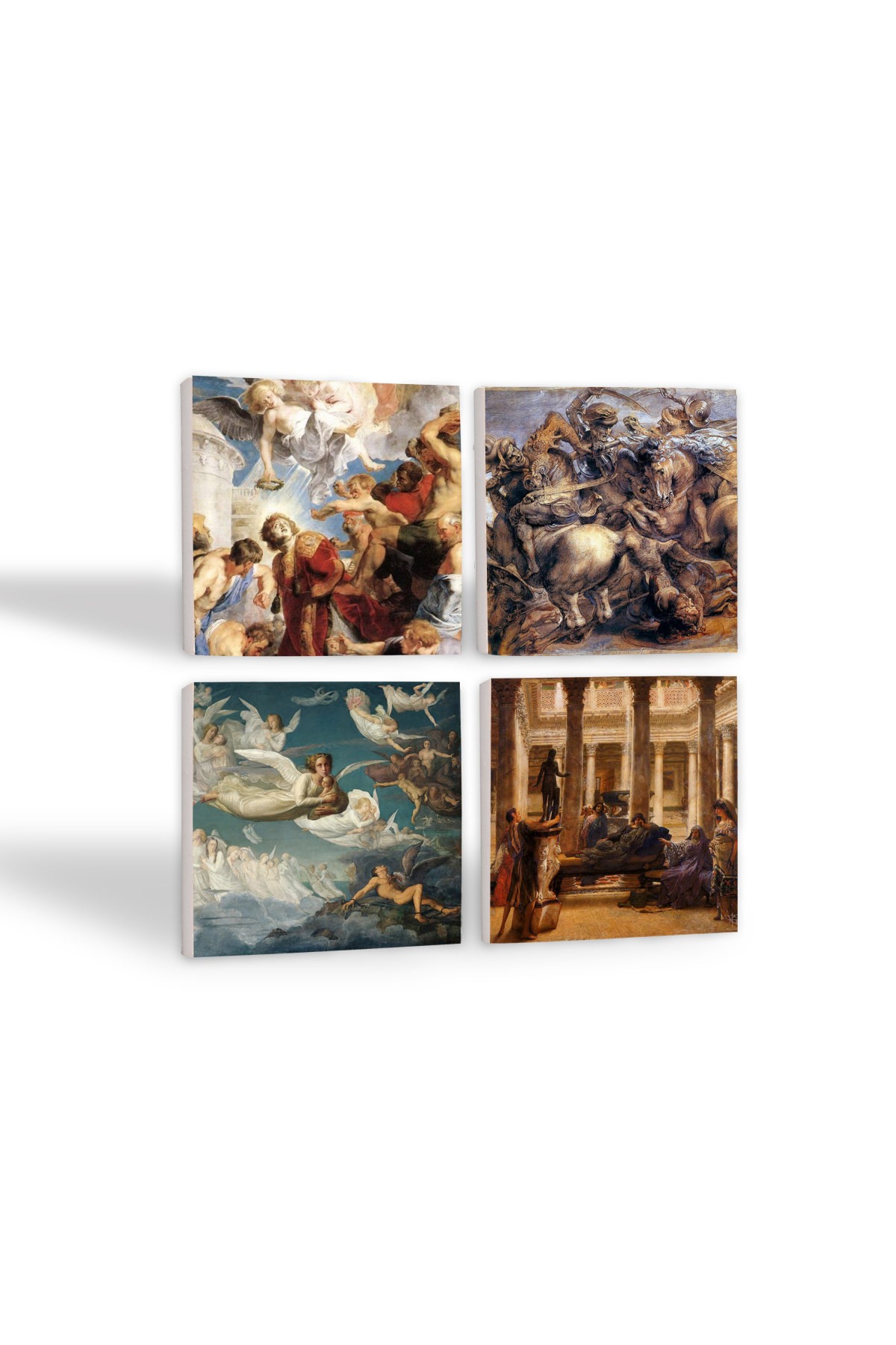 A Roman Art Lover, Crossing of Souls, Battle of Anghiari, St. Stephen's Trilogy Stone Coasters Desktop Protective Coasters 4 Piece Set 10x10cm Stone Coasters