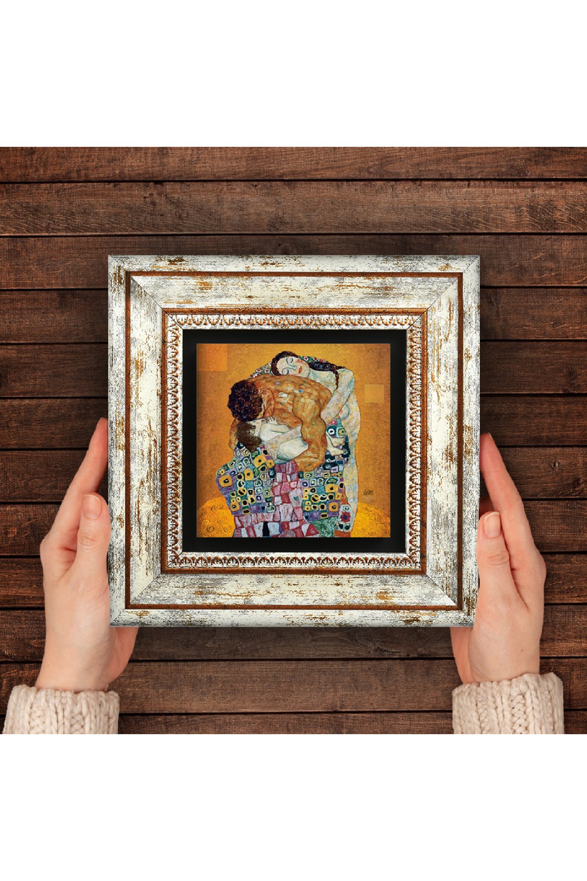 Gustav Klimt Family Embrace Stone Wall Painting Framed Wall Decor Wall Art