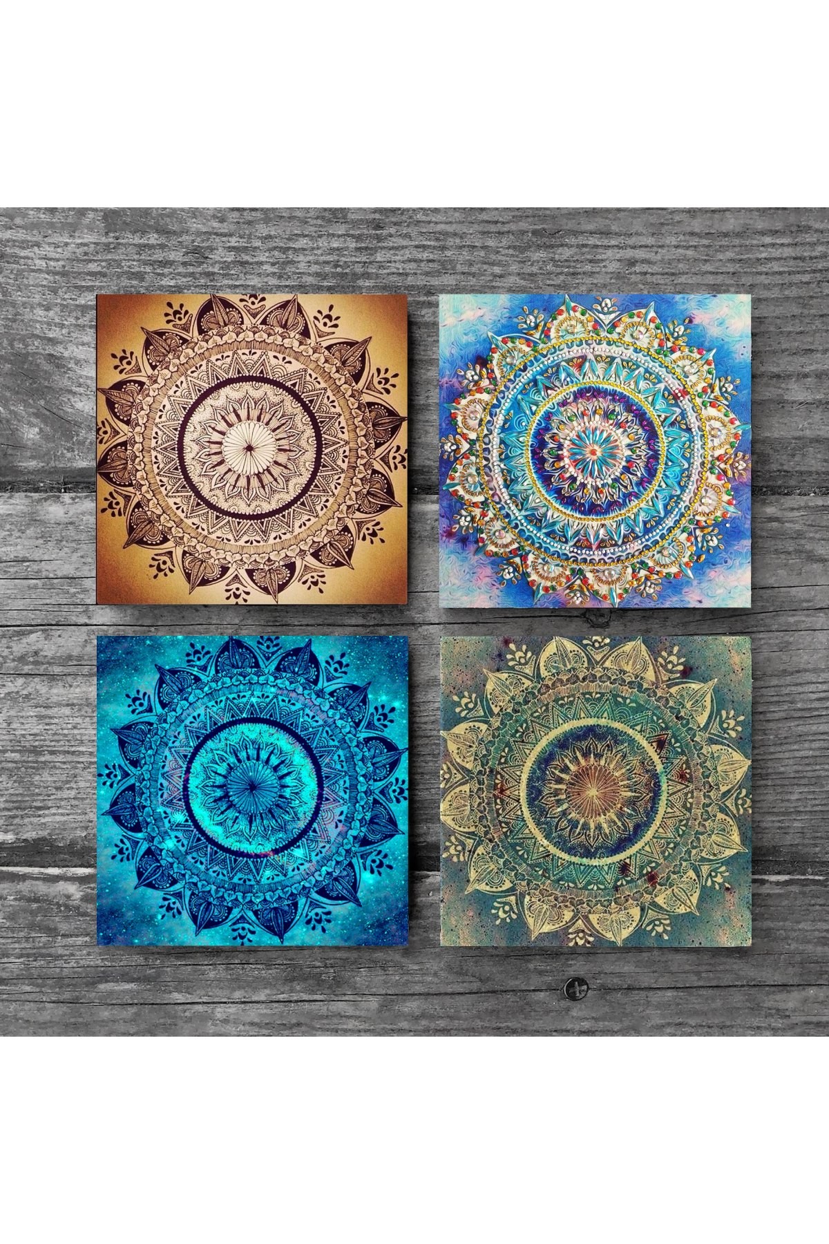 Mandala Stone Coaster Desktop Protective Coaster 4 Piece Set 10x10cm Stone Coasters