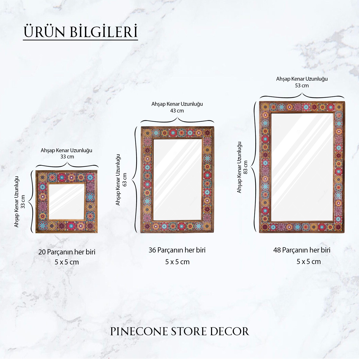 Bohemian Stone Wall Mirror, Wooden Framed Decorative Mirror, Living Room Console Full-length Mirror, Wall Mirror