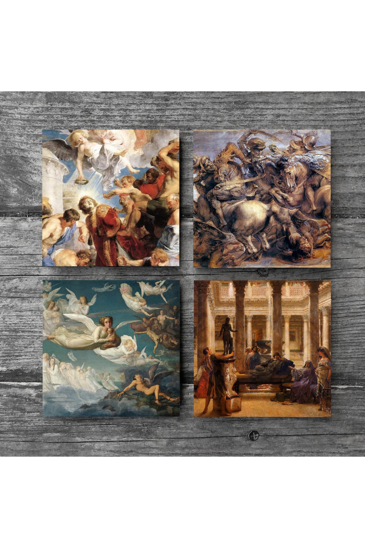 A Roman Art Lover, Crossing of Souls, Battle of Anghiari, St. Stephen's Trilogy Stone Coasters Desktop Protective Coasters 4 Piece Set 10x10cm Stone Coasters