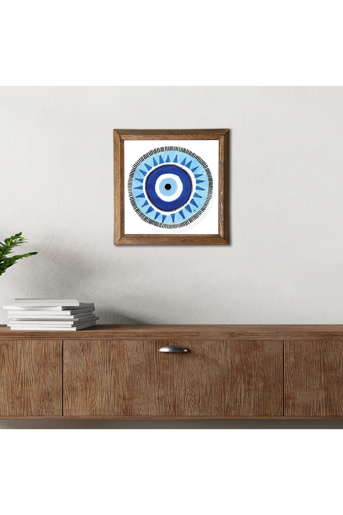 Evil Eye Stone Wall Painting Wooden Framed Wall Decoration Wall Art 25x25cm