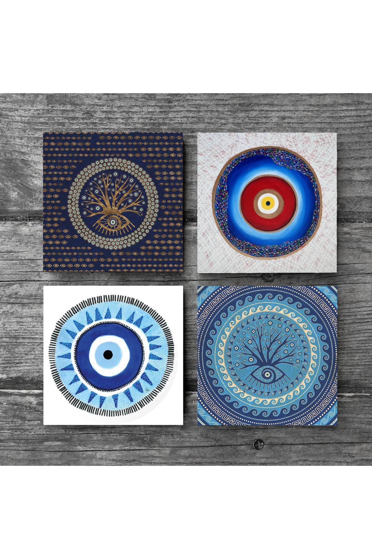 Evil Eye Stone Coaster Desktop Protective Coaster 4 Piece Set 10x10cm Stone Coasters