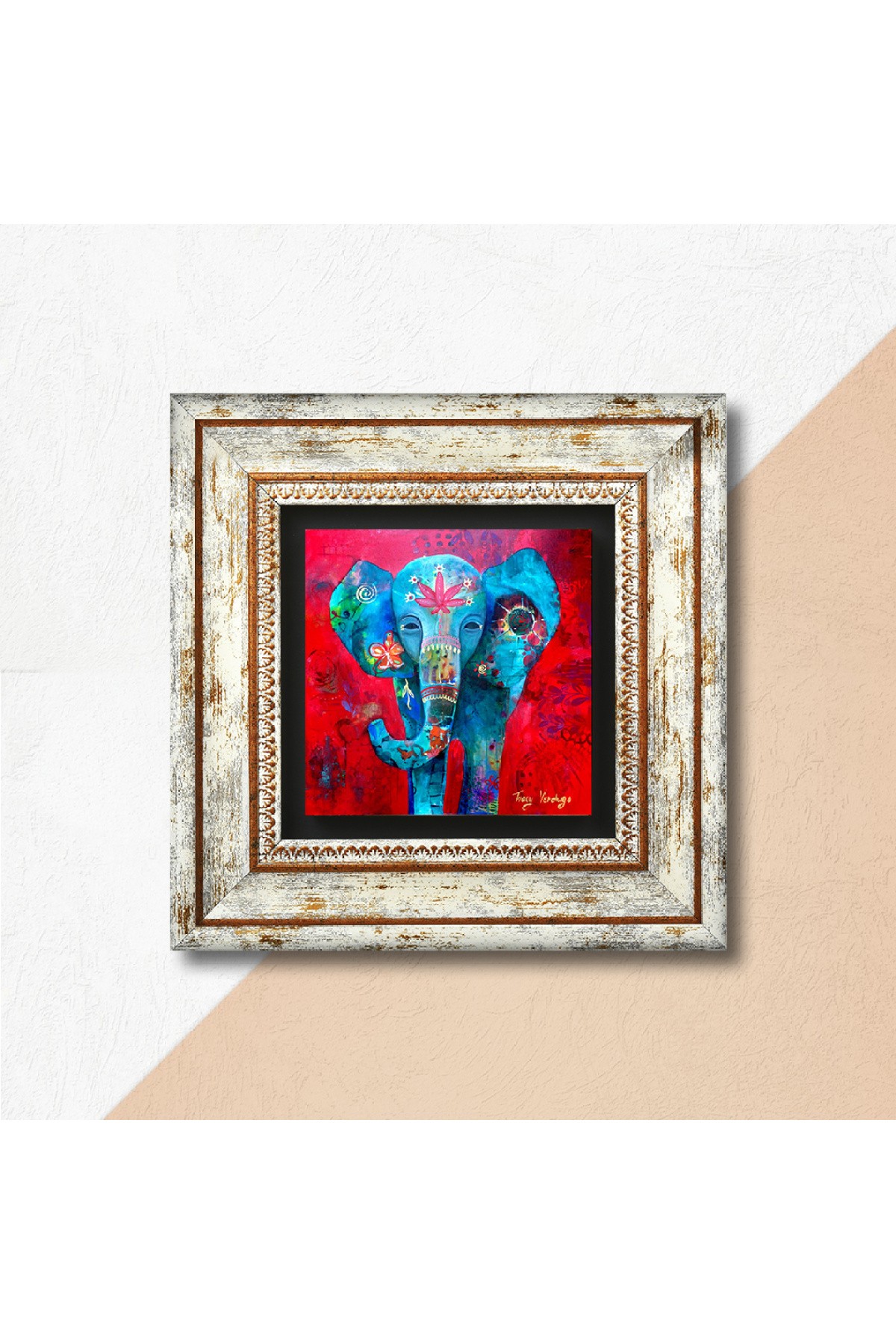 Elephant Stone Wall Painting Framed Wall Decor Wall Art